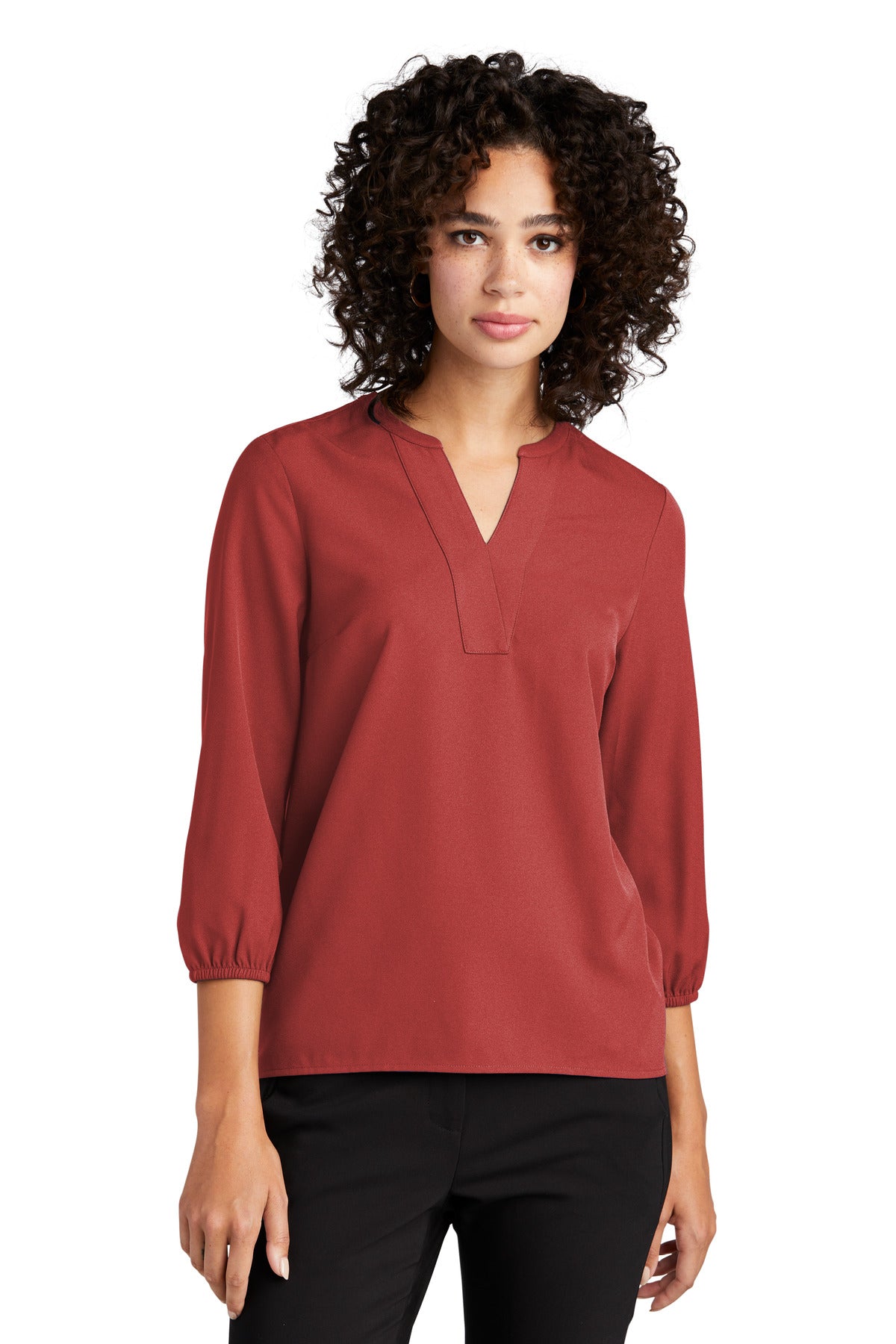MERCER+METTLE Women's Stretch Crepe 3/4-Sleeve Blouse MM2011 Womens Apparel Shirts & Tops