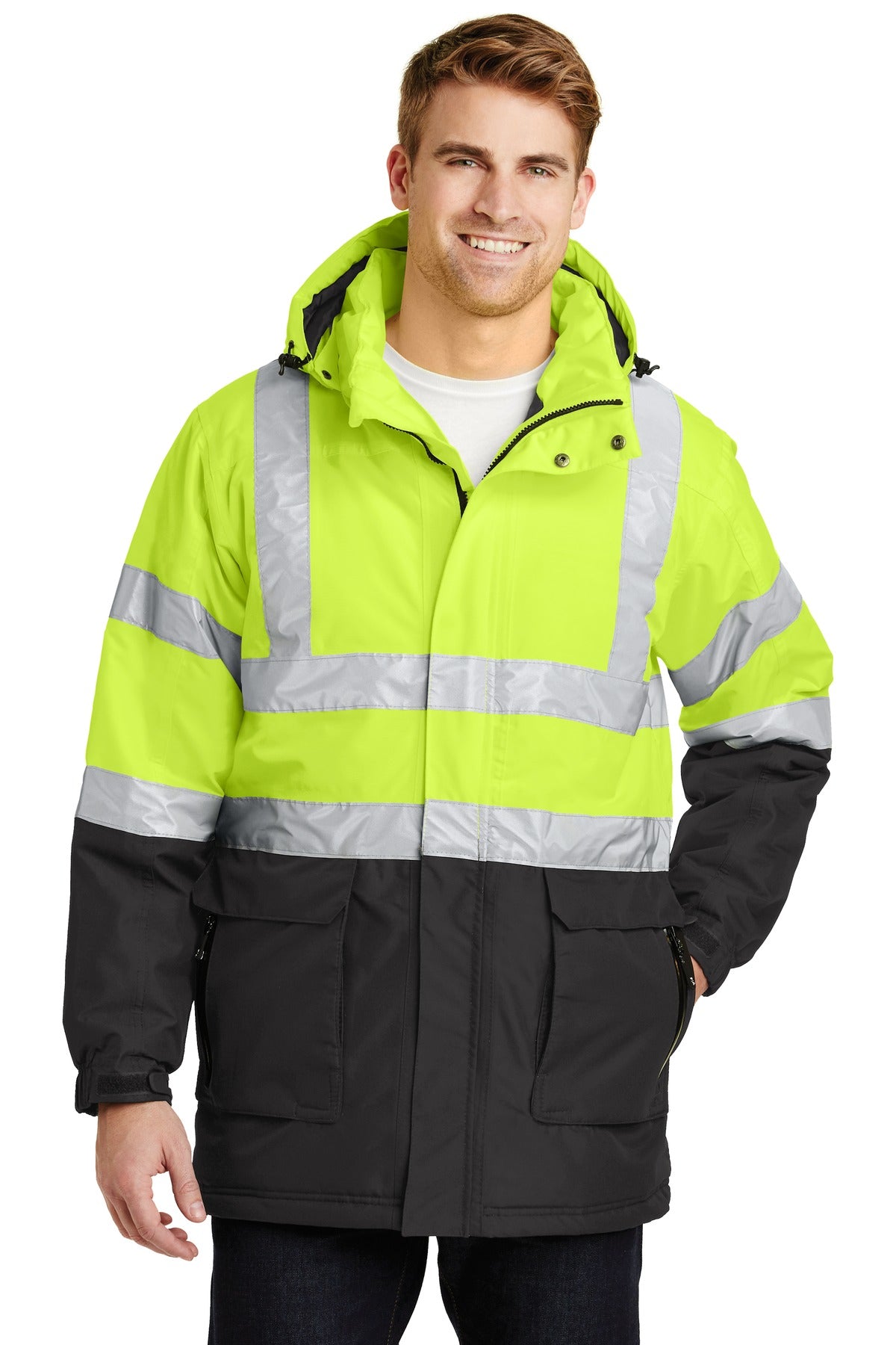 Port Authority ANSI 107 Class 3 Safety Heavyweight Parka. J799S Mens Apparel Jackets & Vests