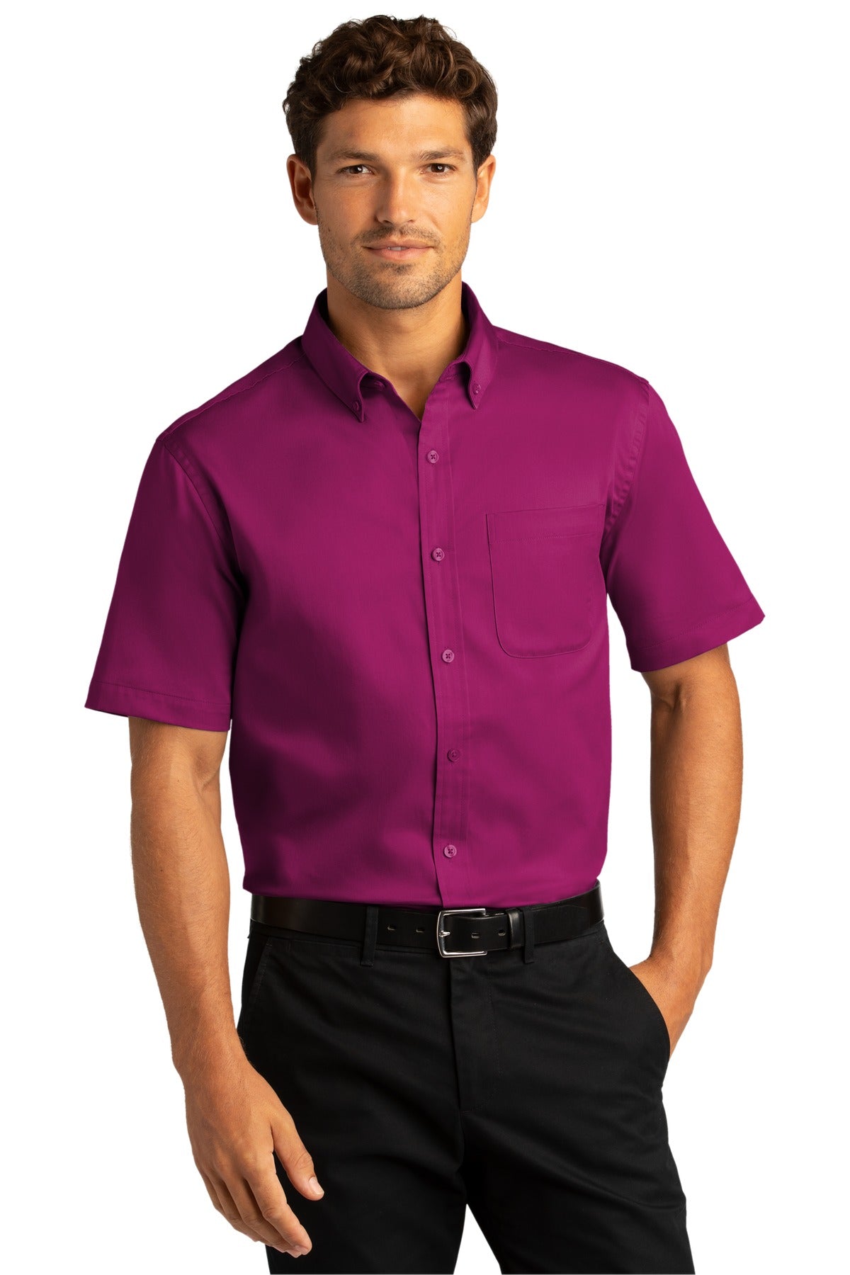 Port Authority Men's Short Sleeve SuperPro React Twill Shirt. W809 1 of 2 Mens Apparel Shirts & Tops
