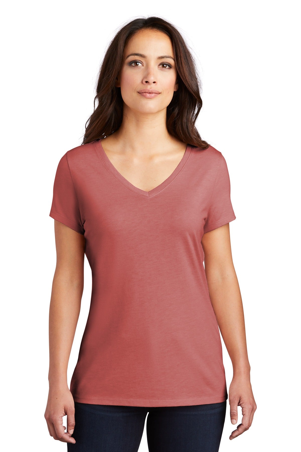 District Women's Perfect Tri V-Neck Tee. DM1350L Womens Apparel Shirts & Tops