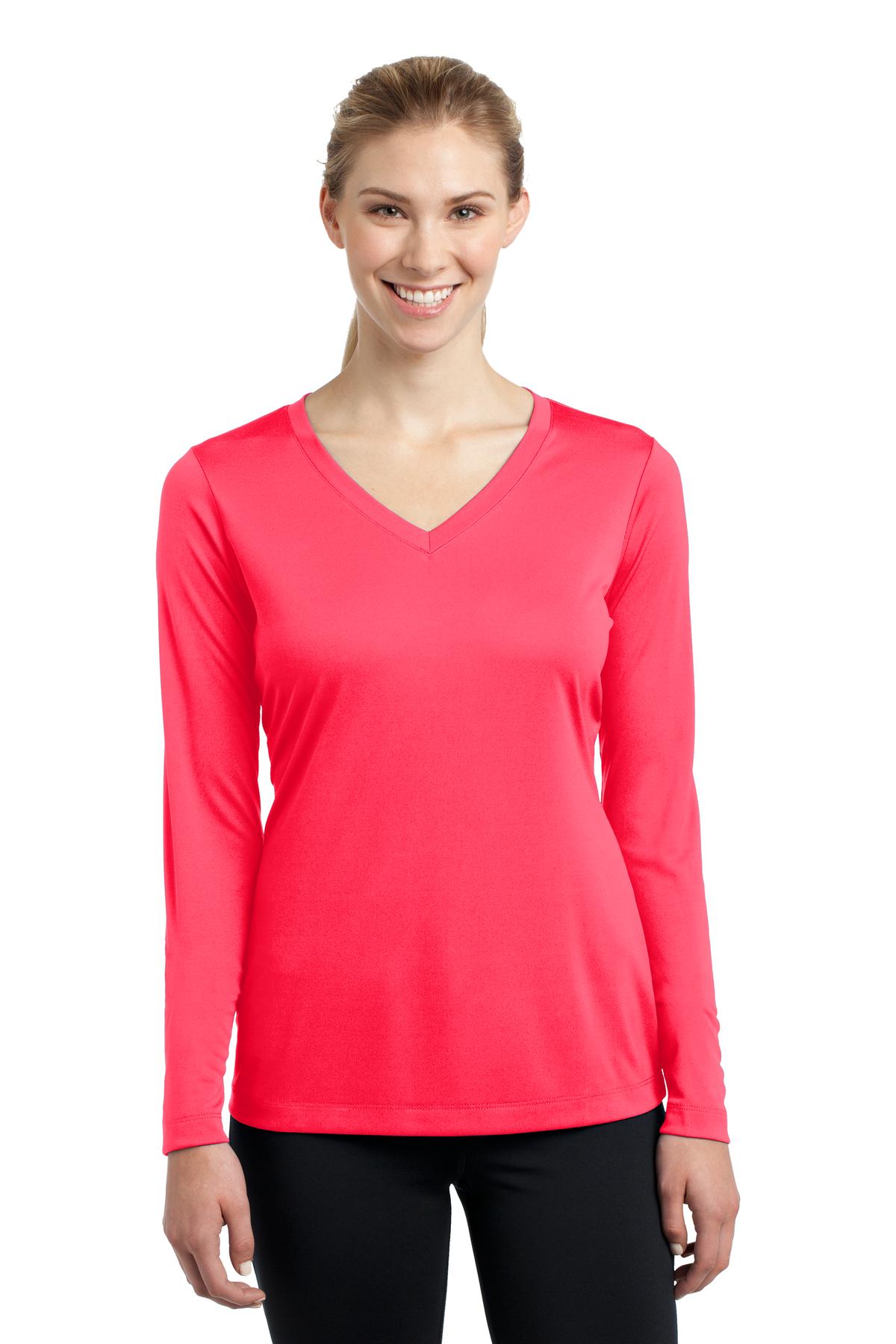 Sport-Tek Women's Long Sleeve PosiCharge Competitor V-Neck Tee LST353LS Womens Apparel Shirts & Tops
