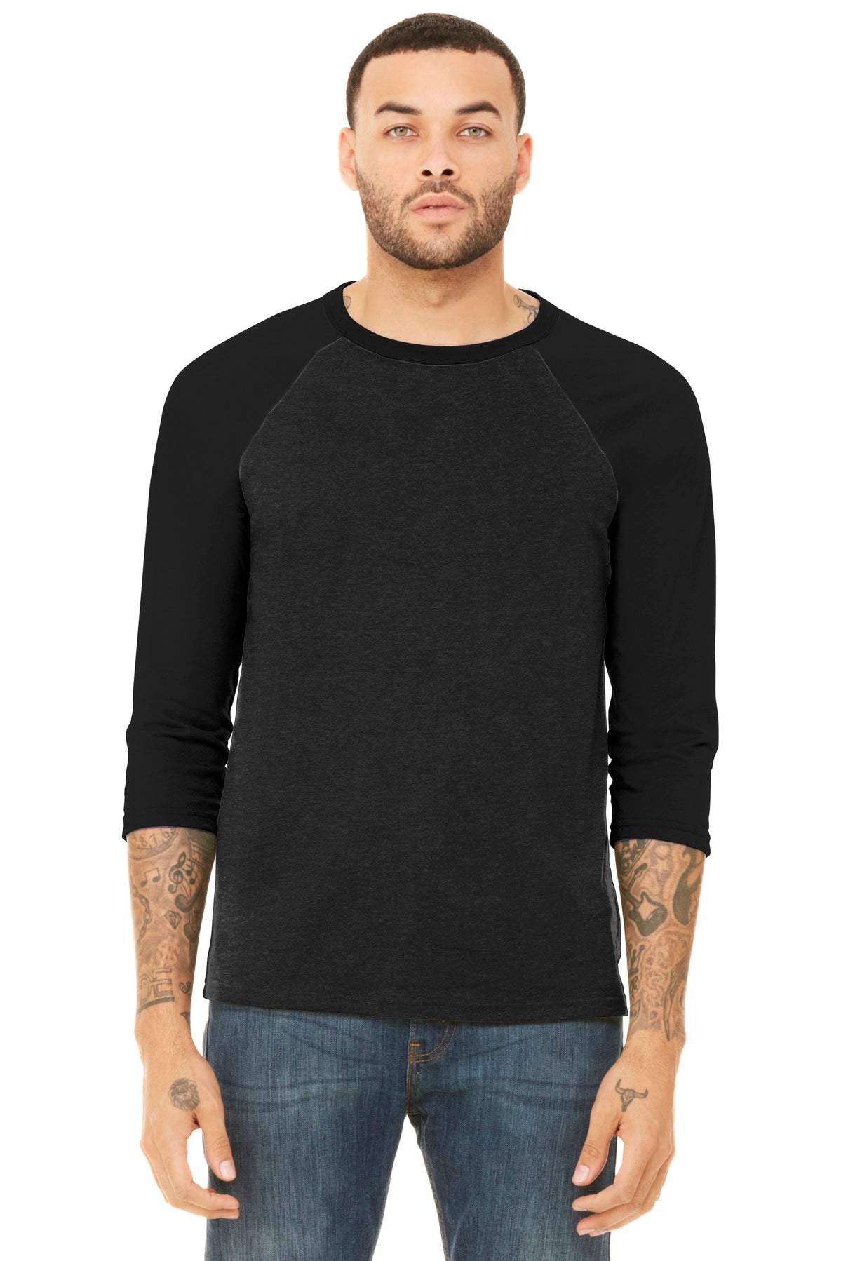 BELLA+CANVAS Men's 3/4-Sleeve Baseball Tee. BC3200 Mens Apparel Shirts & Tops