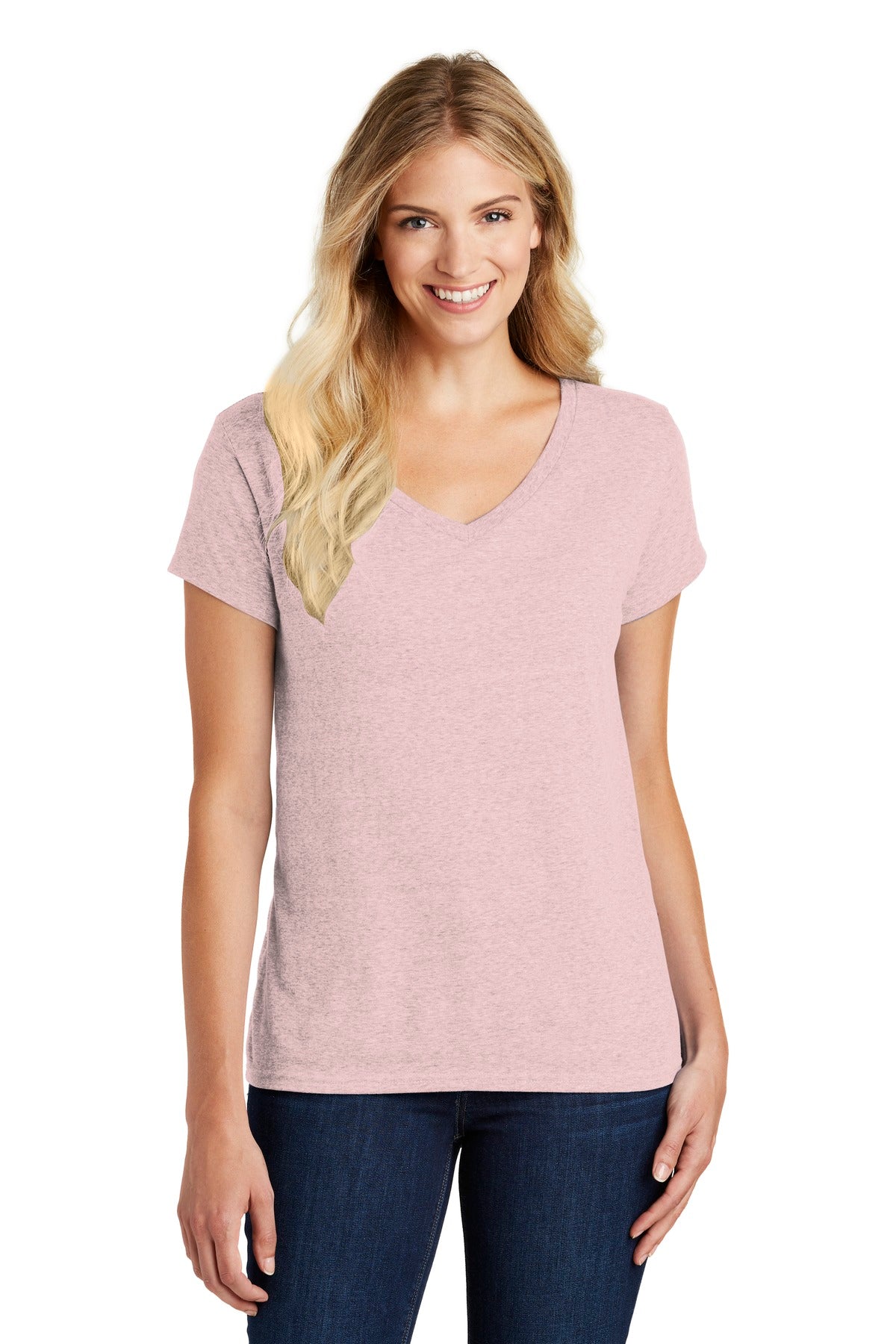 District Women's Perfect Blend V-Neck Tee. DM1190L District