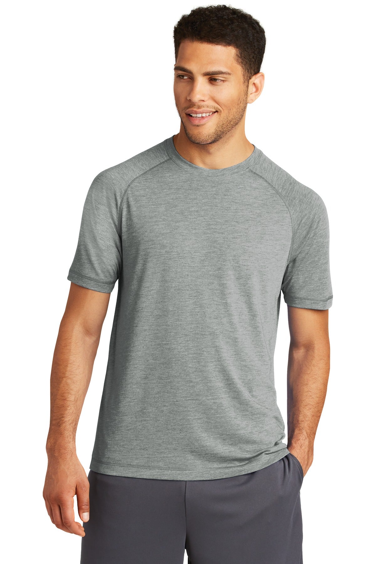 Sport-Tek Men's PosiCharge Tri-Blend Wicking Raglan Tee. ST400 Mens Apparel Shirts & Tops