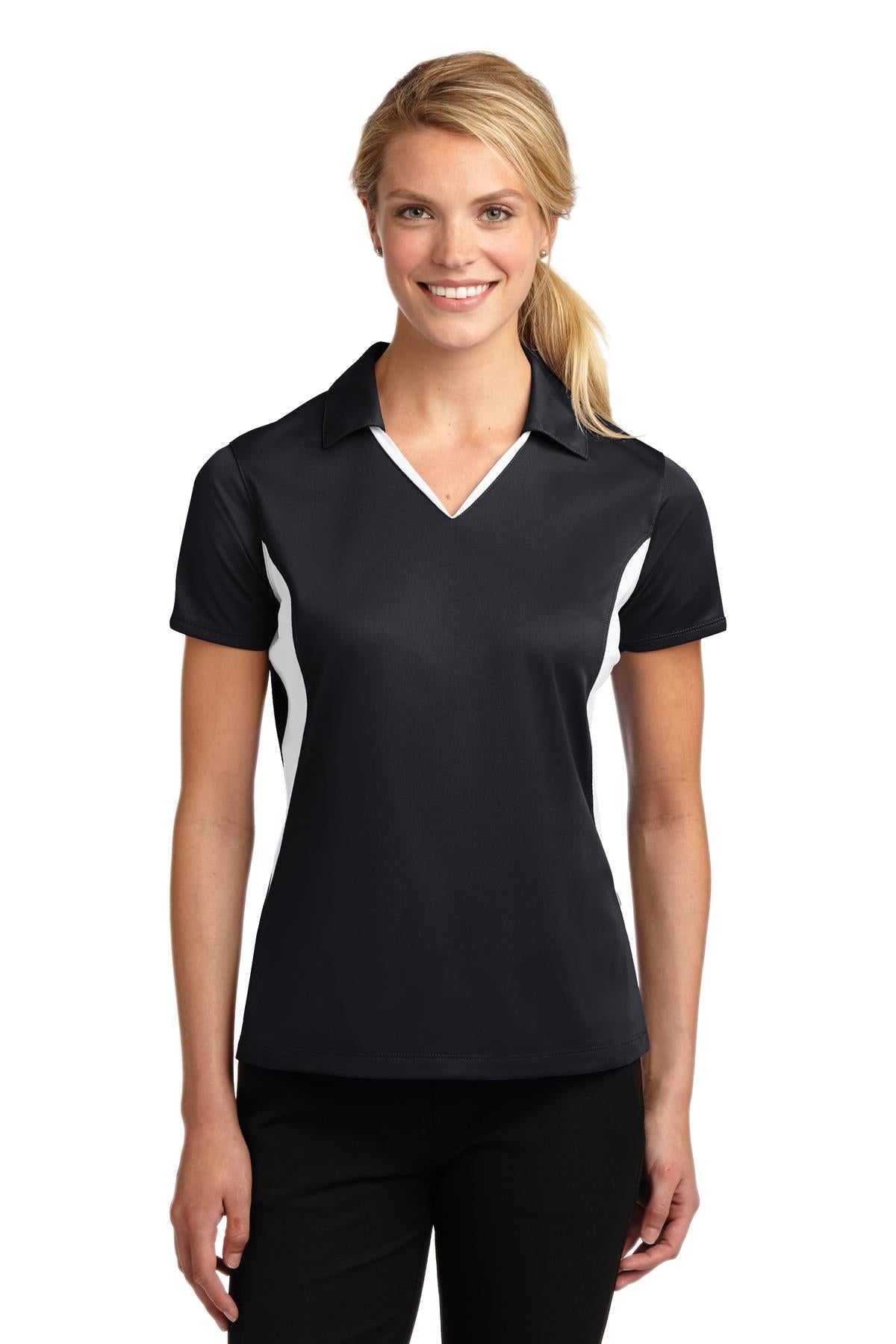 Sport-Tek Women's Side Blocked Micropique Sport-Wick Polo. LST655 Womens Apparel Shirts & Tops