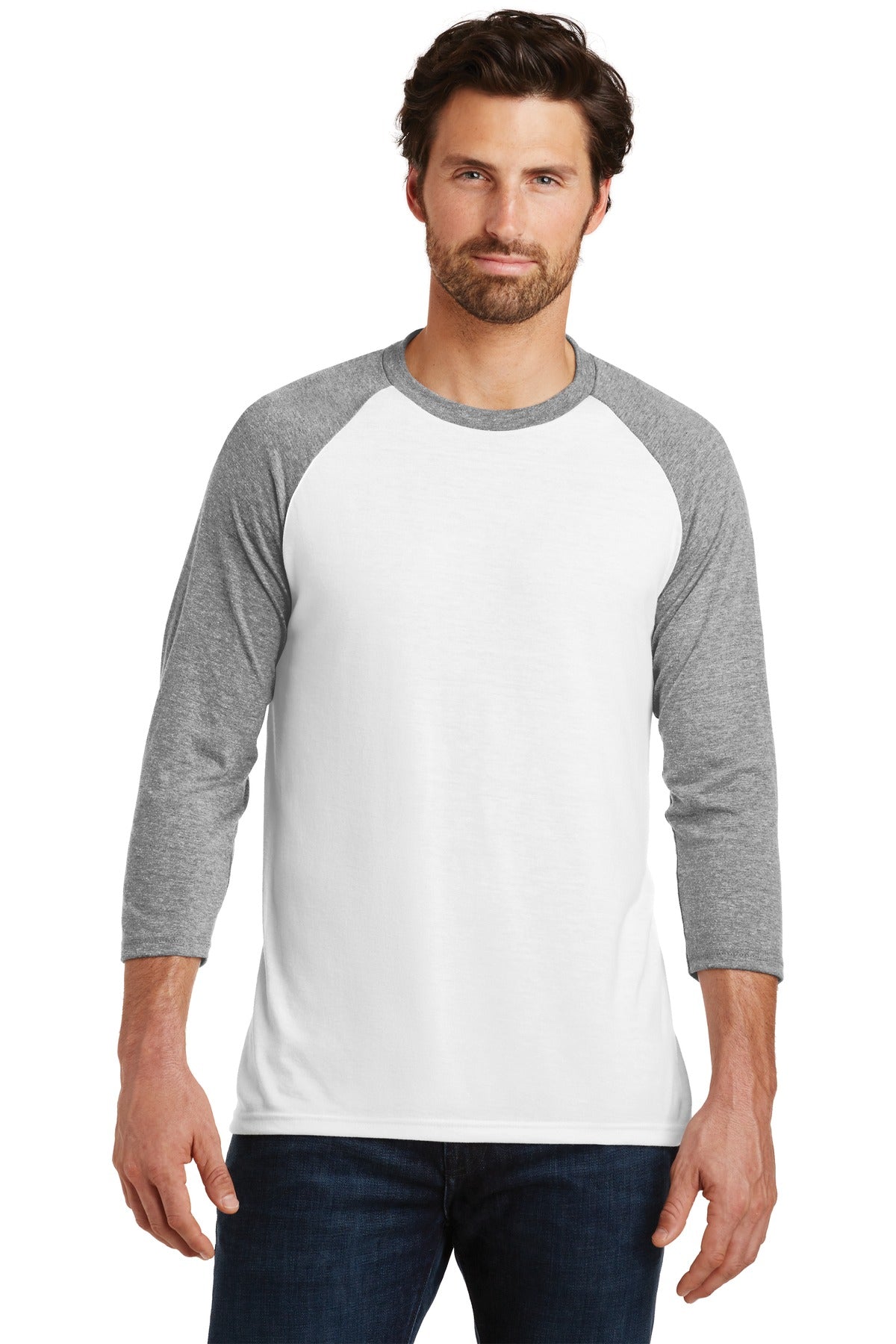 District Men's Perfect Tri 3/4-Sleeve Raglan. DM136 Mens Apparel Shirts & Tops