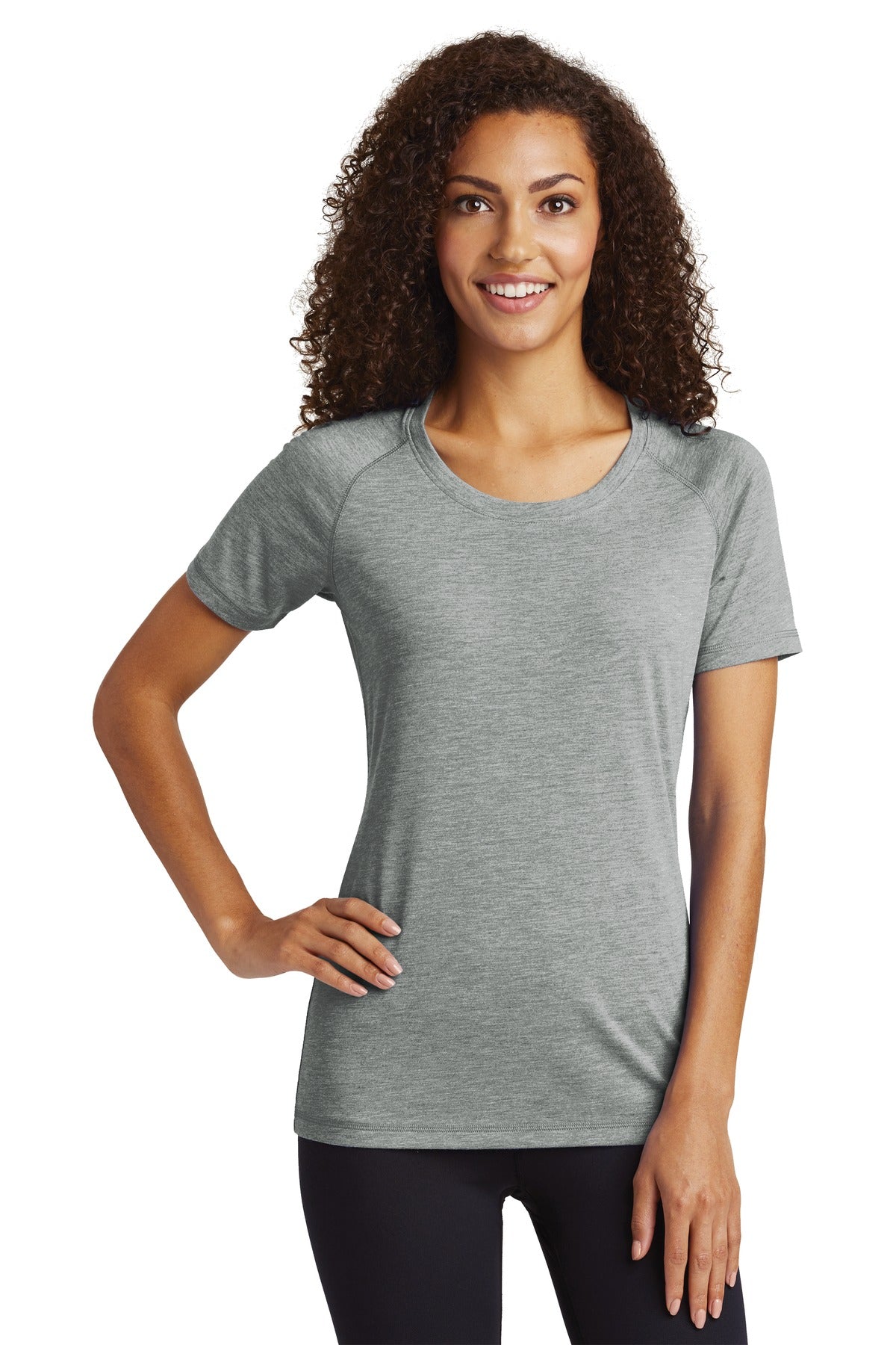 Sport-Tek Women's PosiCharge Tri-Blend Wicking Scoop Neck Raglan Tee LST400 Womens Apparel Shirts & Tops