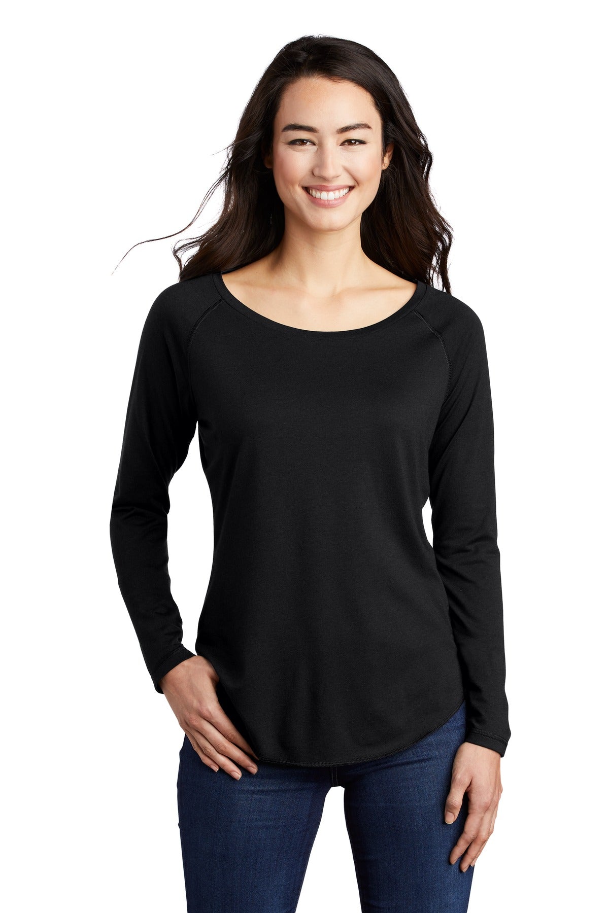 Sport-Tek Women's PosiCharge Long Sleeve Tri-Blend Wicking Scoop Neck Raglan Tee LST400LS Womens Apparel Shirts & Tops