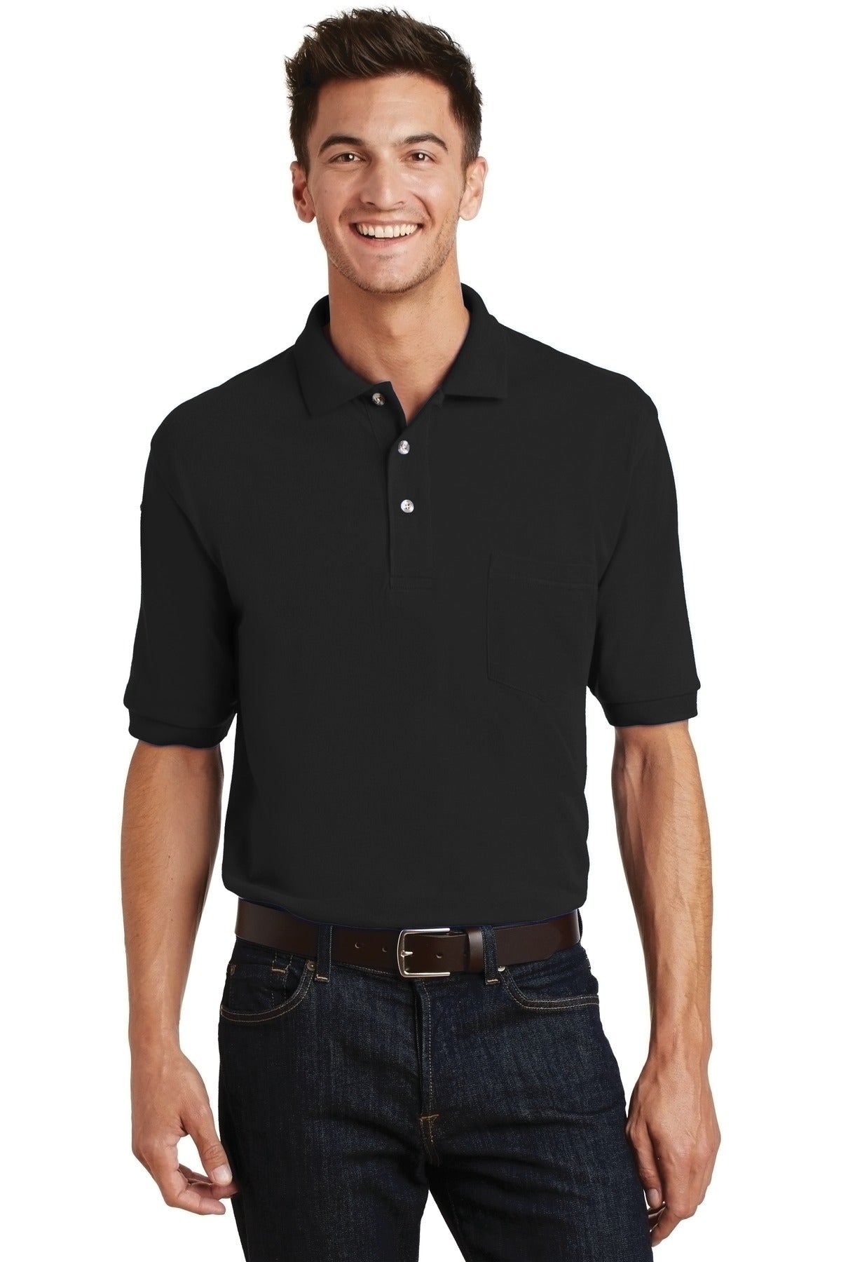 Port Authority Men's Heavyweight Cotton Pique Polo with Pocket. K420P Mens Apparel Shirts & Tops