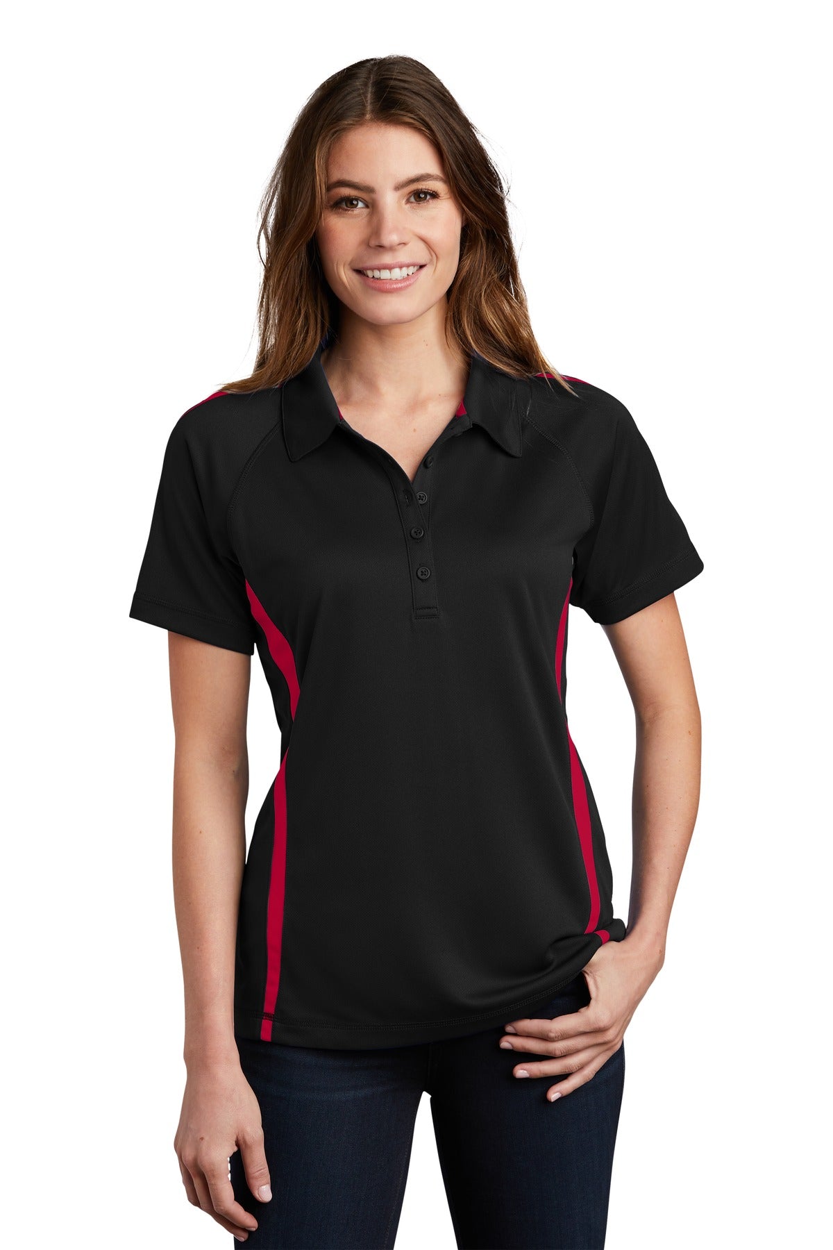 Sport-Tek Women's PosiCharge Micro-Mesh Colorblock Polo. LST685 Womens Apparel Shirts & Tops