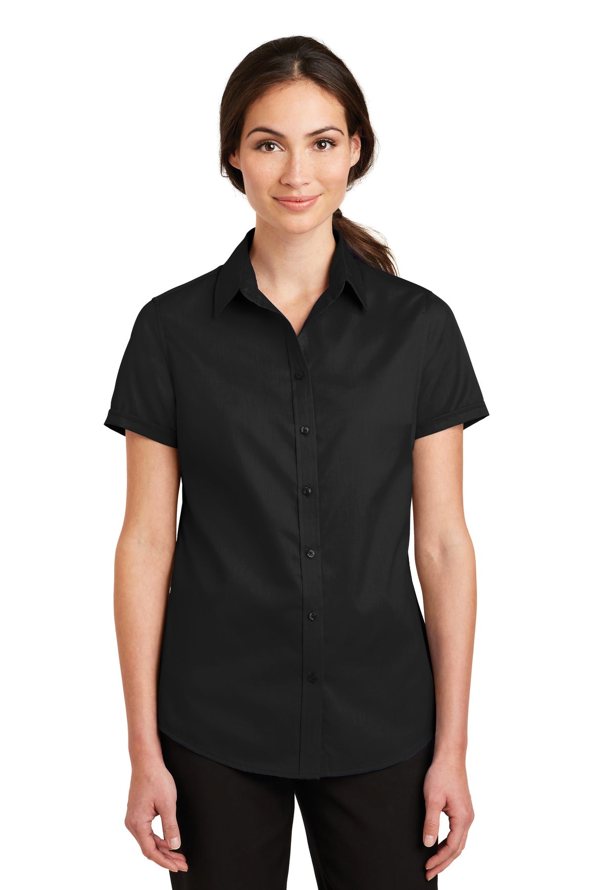 Port Authority Ladies Short Sleeve SuperPro Twill Shirt. L664 Womens Apparel Shirts & Tops