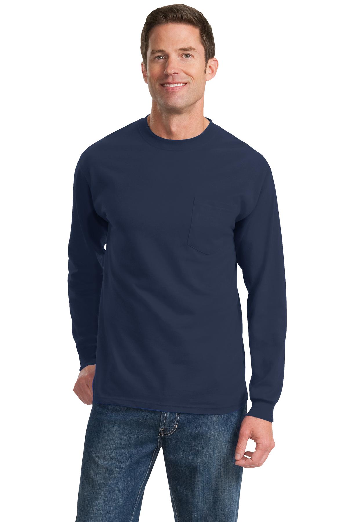 Port & Company Men's Long Sleeve Essential Pocket Tee Mens Apparel Shirts & Tops