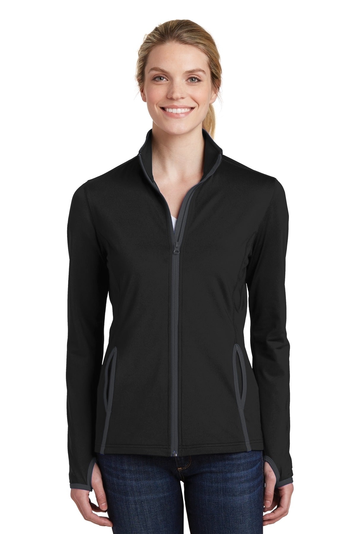 Sport-Tek Women's Sport-Wick Stretch Contrast Full-Zip Jacket Womens Apparel Jackets & Vests