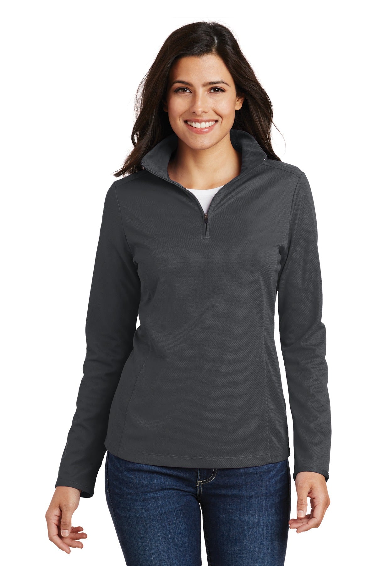 Port Authority Women's Pinpoint Mesh 1/2-Zip . L806 Womens Apparel Sweatshirts & Fleece