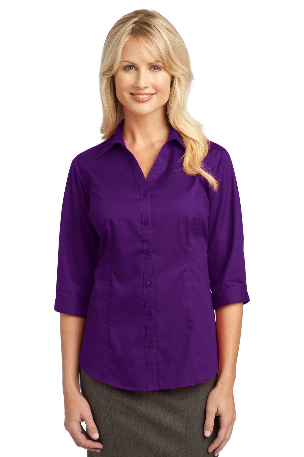 Port Authority Ladies 3/4-Sleeve Blouse. L6290 Womens Apparel Shirts & Tops