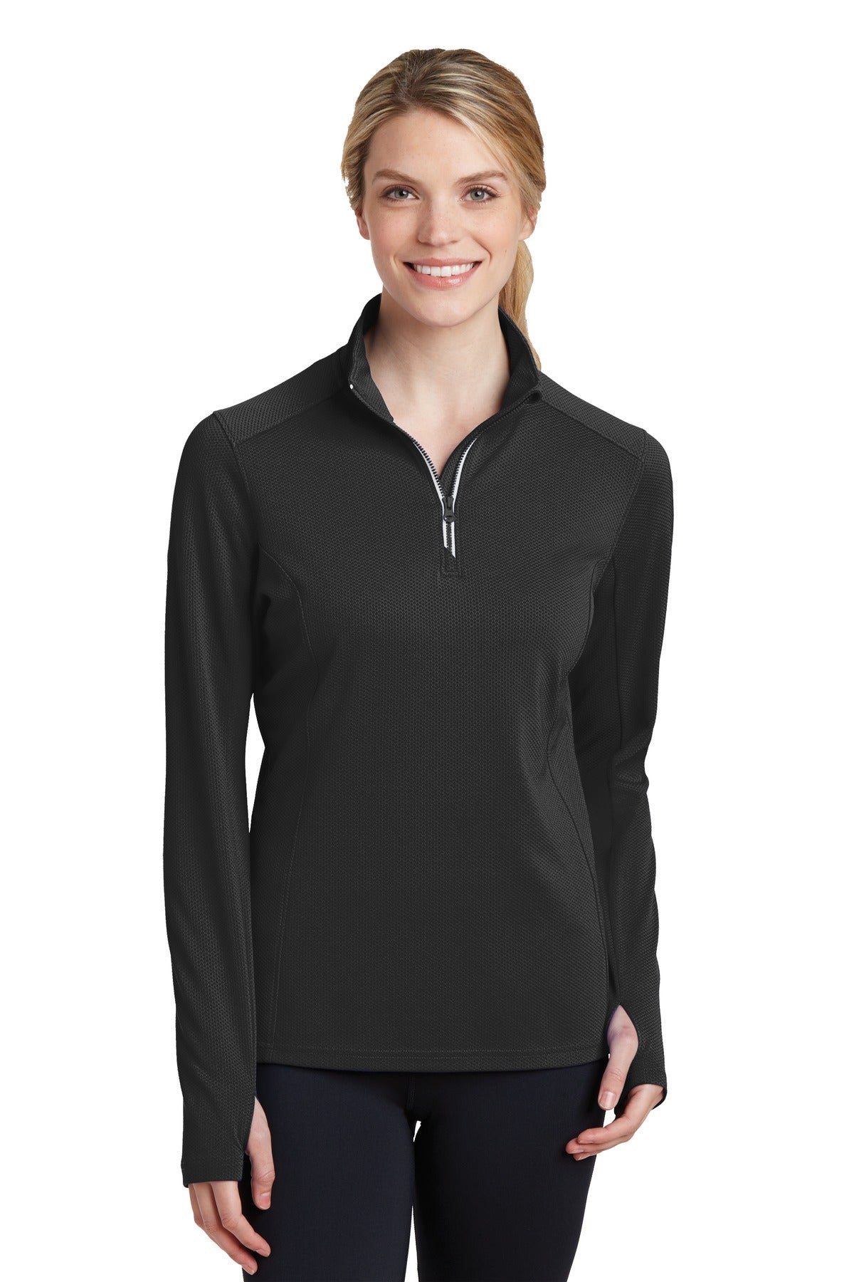 Sport-Tek Women's Sport-Wick Textured 1/4-Zip Pullover LST860 Womens Apparel Sweatshirts & Fleece