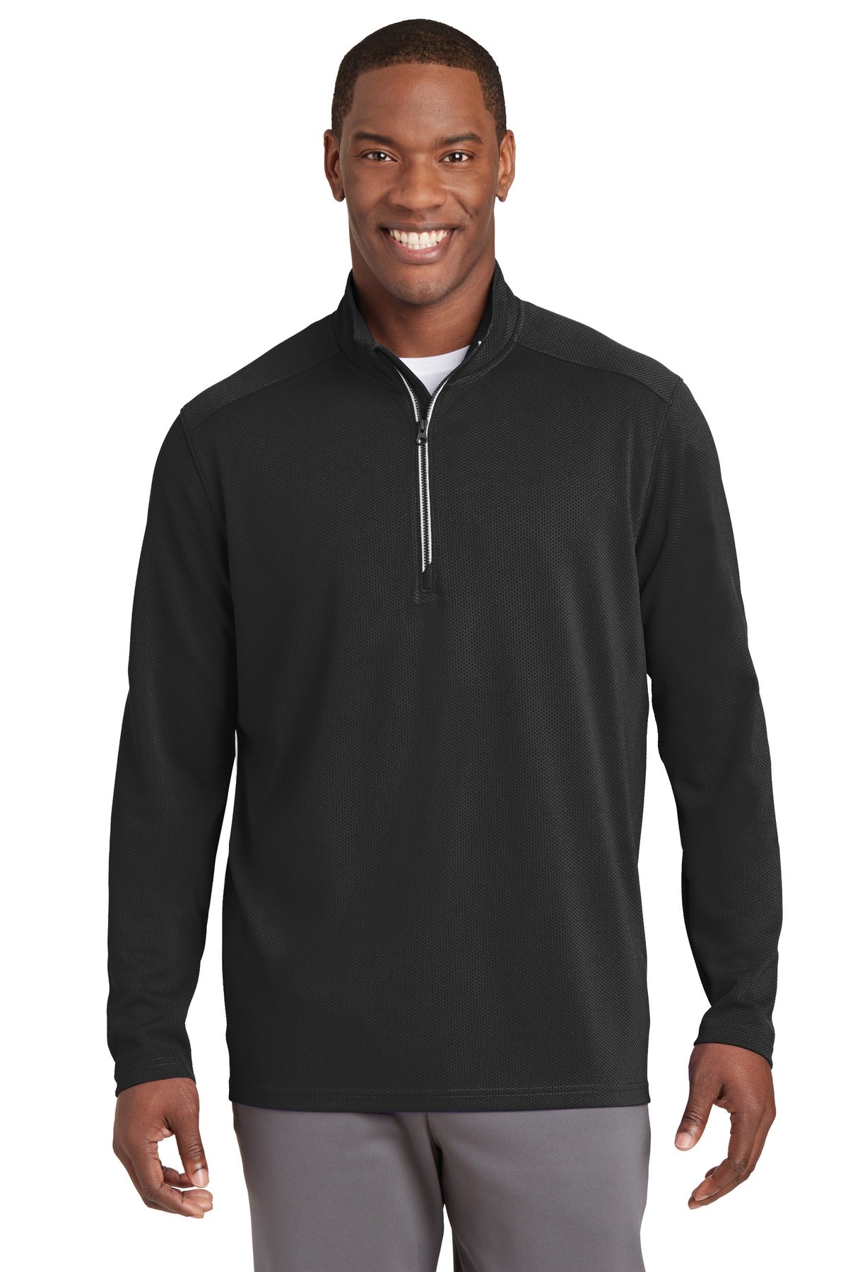 Sport-Tek Men's Sport-Wick Textured 1/4-Zip Pullover Mens Apparel Sweatshirts & Fleece