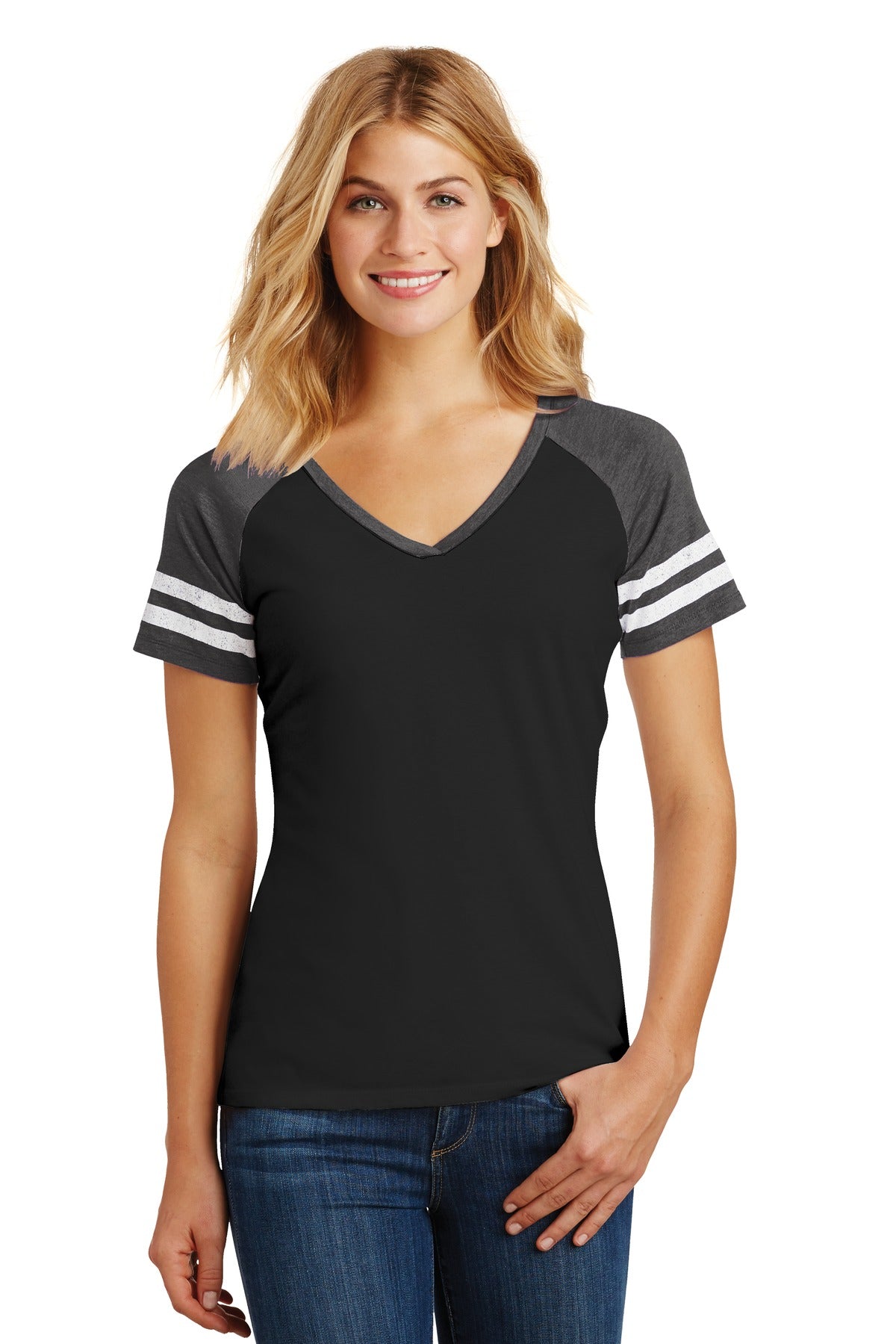 District Women's Game V-Neck Tee. DM476 Womens Apparel Shirts & Tops