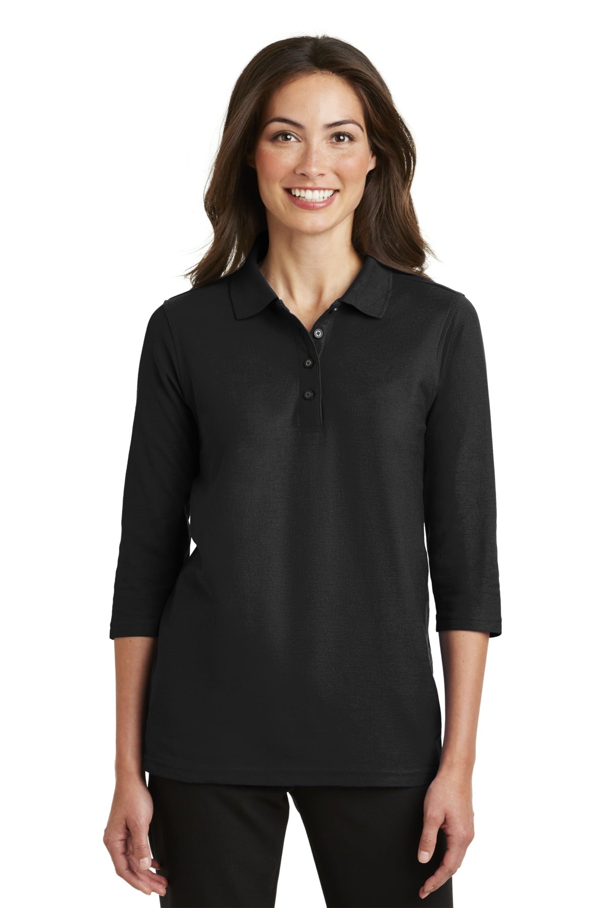 Port Authority Ladies Silk Touch 3/4-Sleeve Polo. L562 Womens Apparel Shirts & Tops