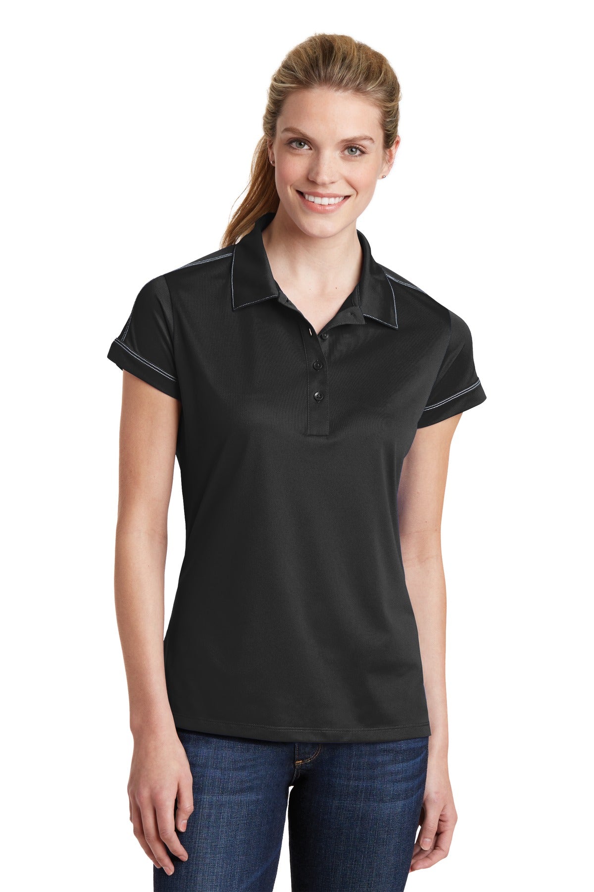 Sport-Tek Women's Contrast Stitch Micropique Sport-Wick Polo LST659 Womens Apparel Shirts & Tops
