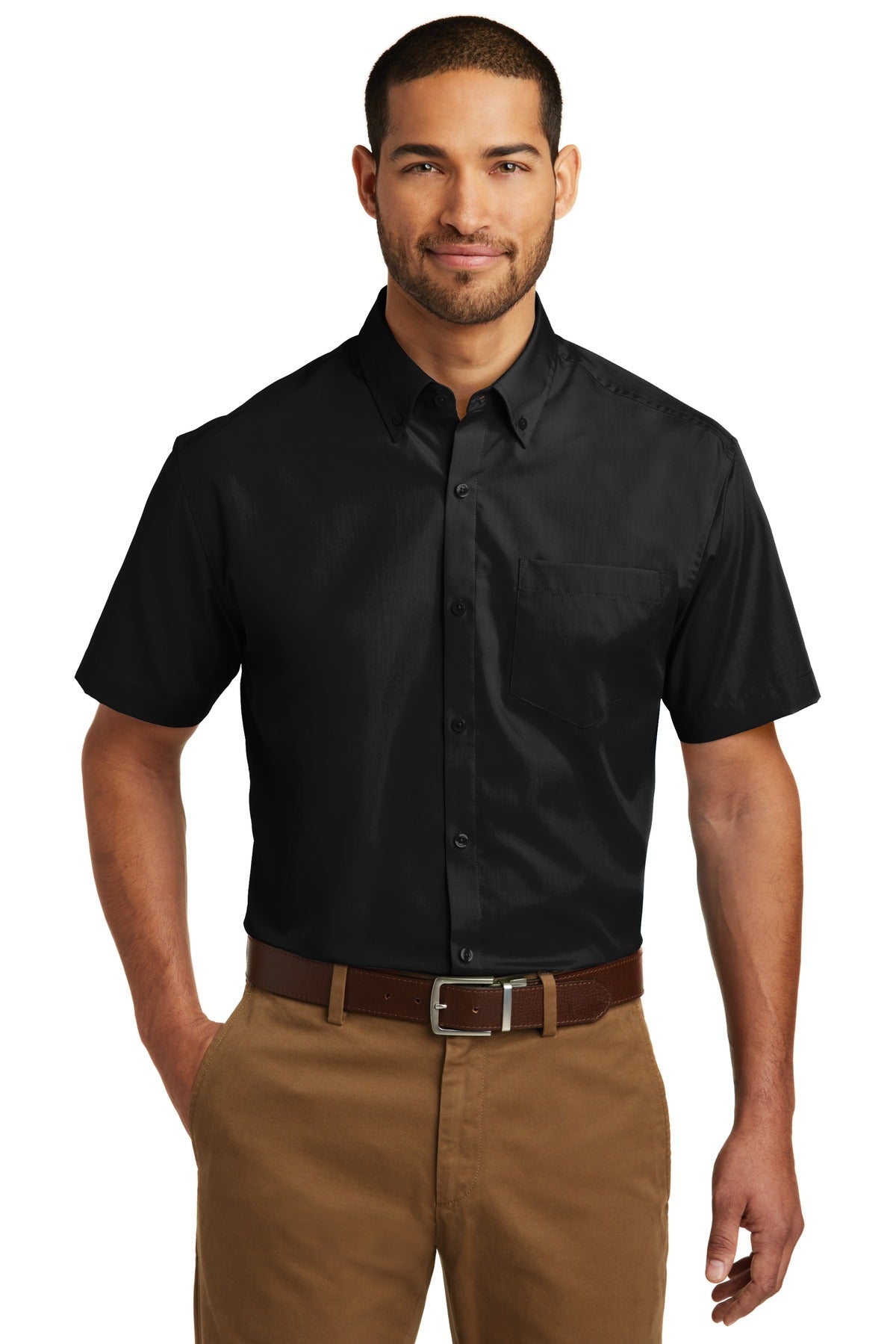 Port Authority Men's Short Sleeve Carefree Poplin Shirt. W101 Mens Apparel Shirts & Tops
