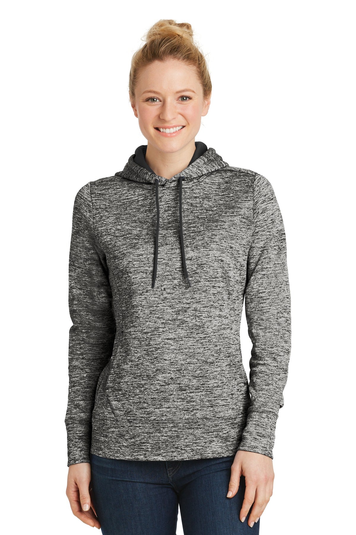 Sport-Tek Women's PosiCharge Electric Heather Fleece Hooded Pullover LST225