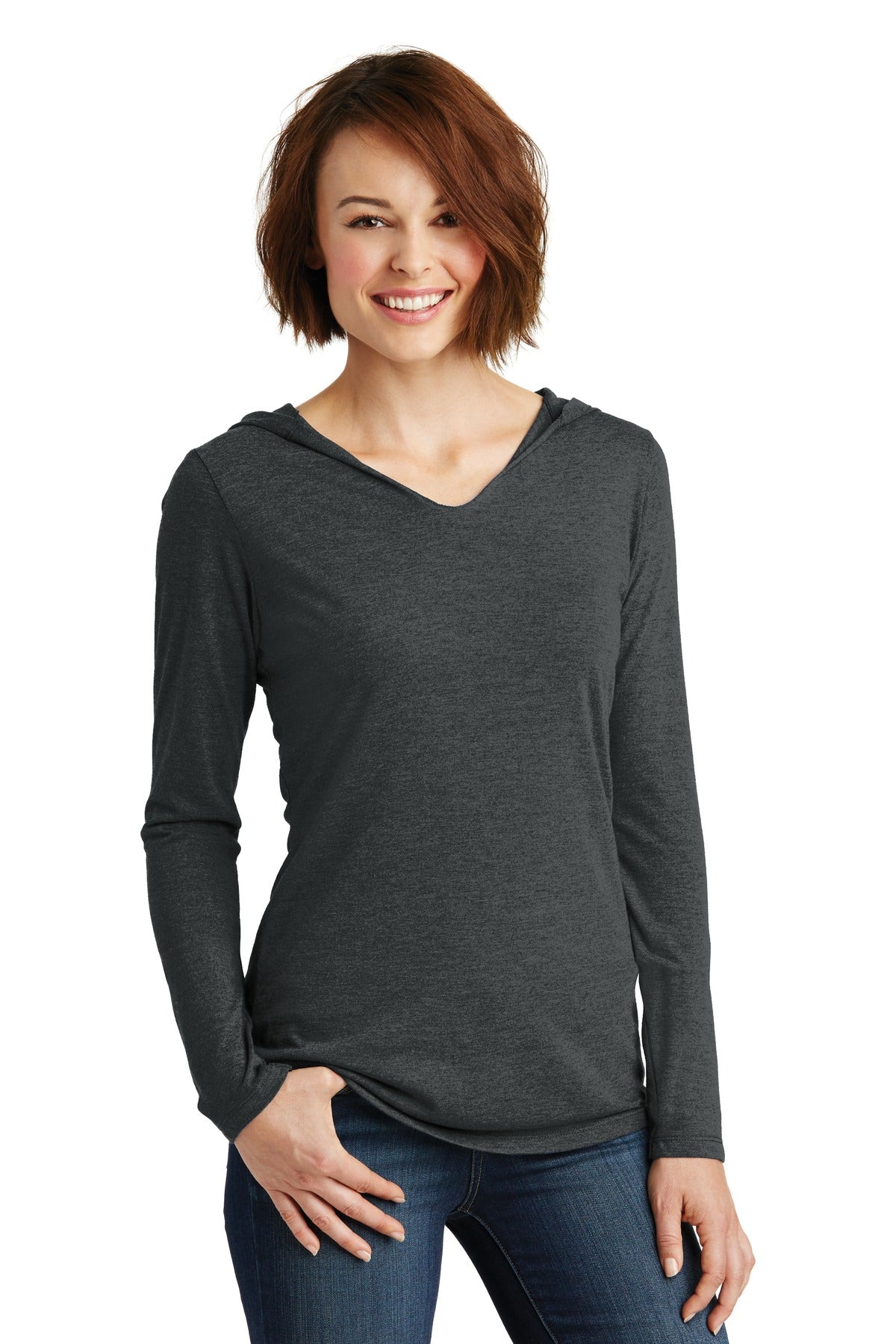 District Women's Perfect Tri Long Sleeve Hoodie. DM139L Womens Apparel Shirts & Tops