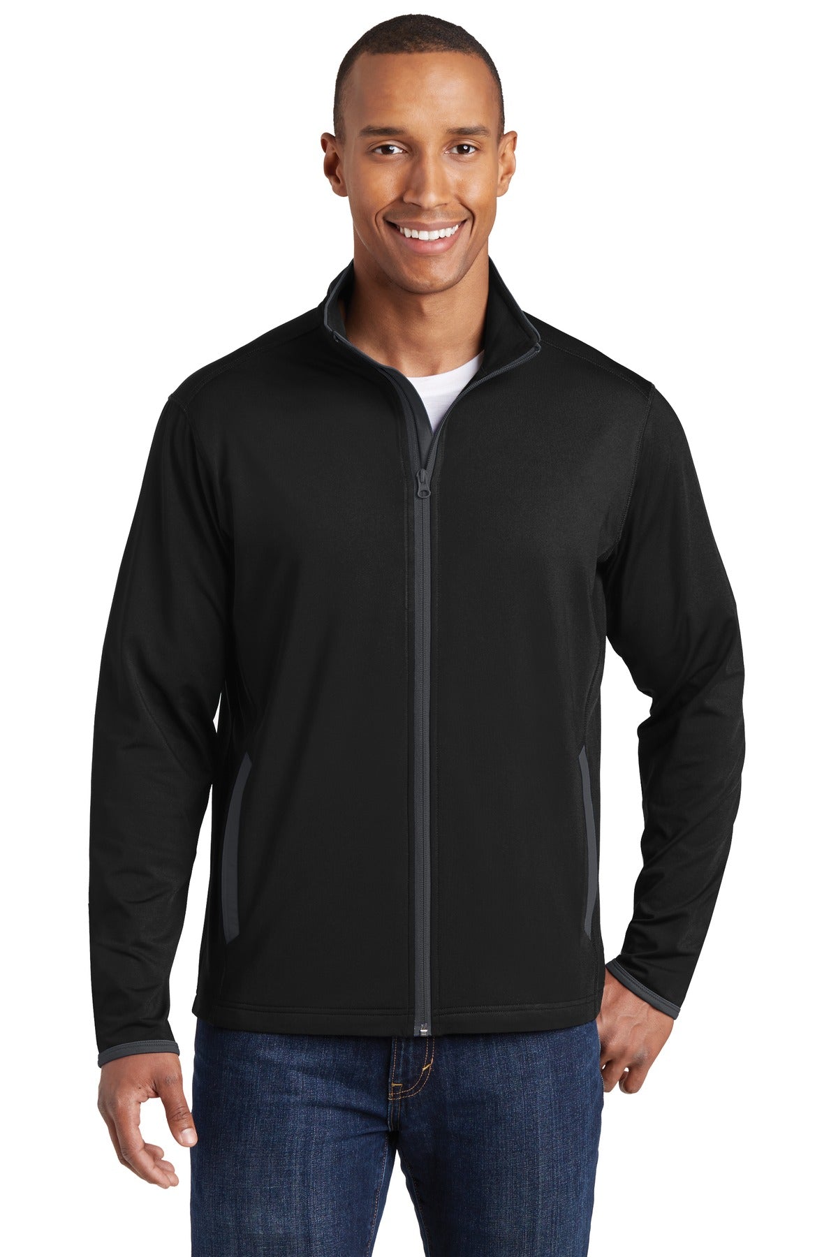 Sport-Tek Men's Sport-Wick Stretch Contrast Full-Zip Jacket Mens Apparel Jackets & Vests