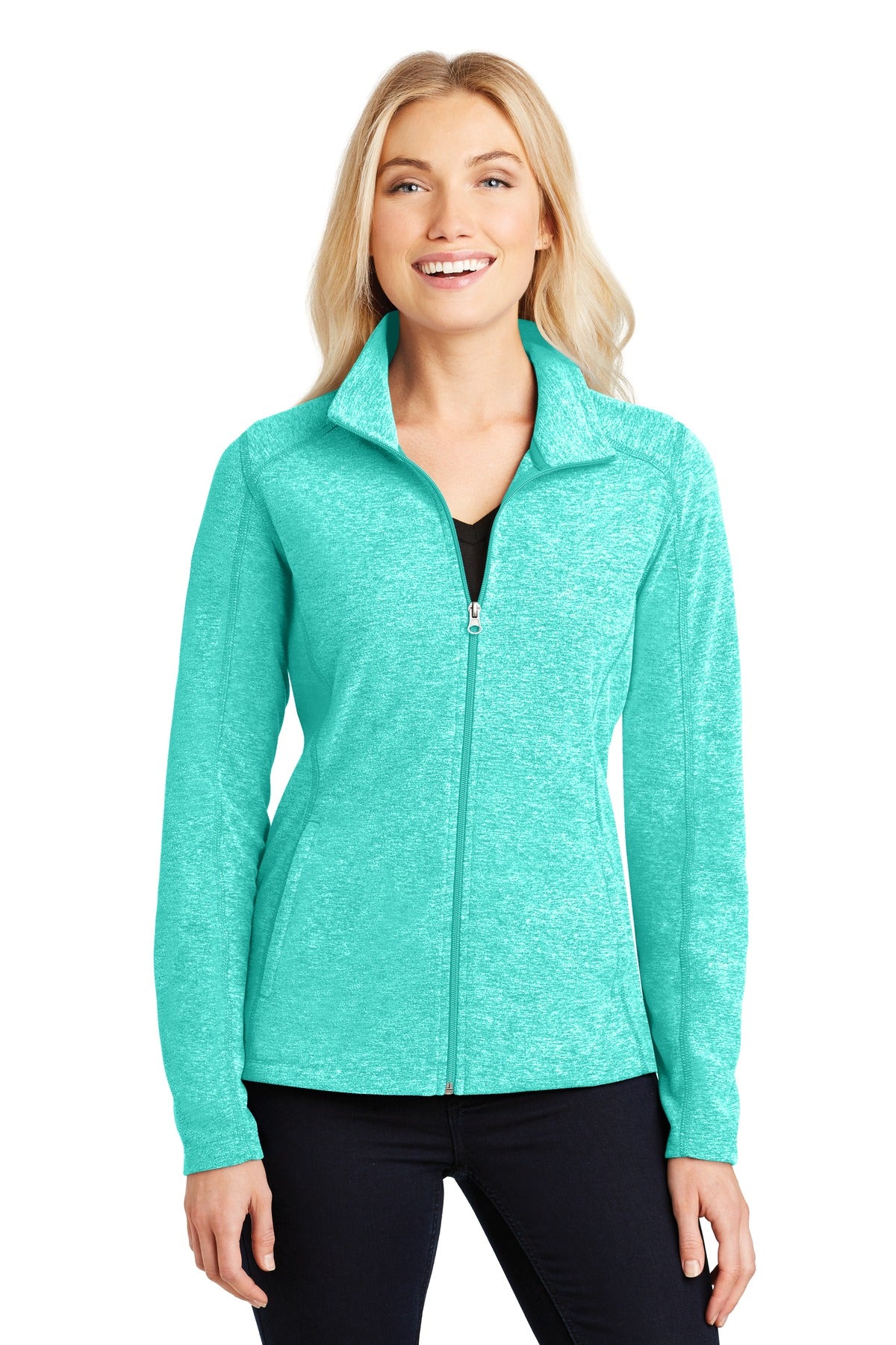 Port Authority Ladies Heather Microfleece Full-Zip Jacket. L235 Womens Apparel Jackets & Vests