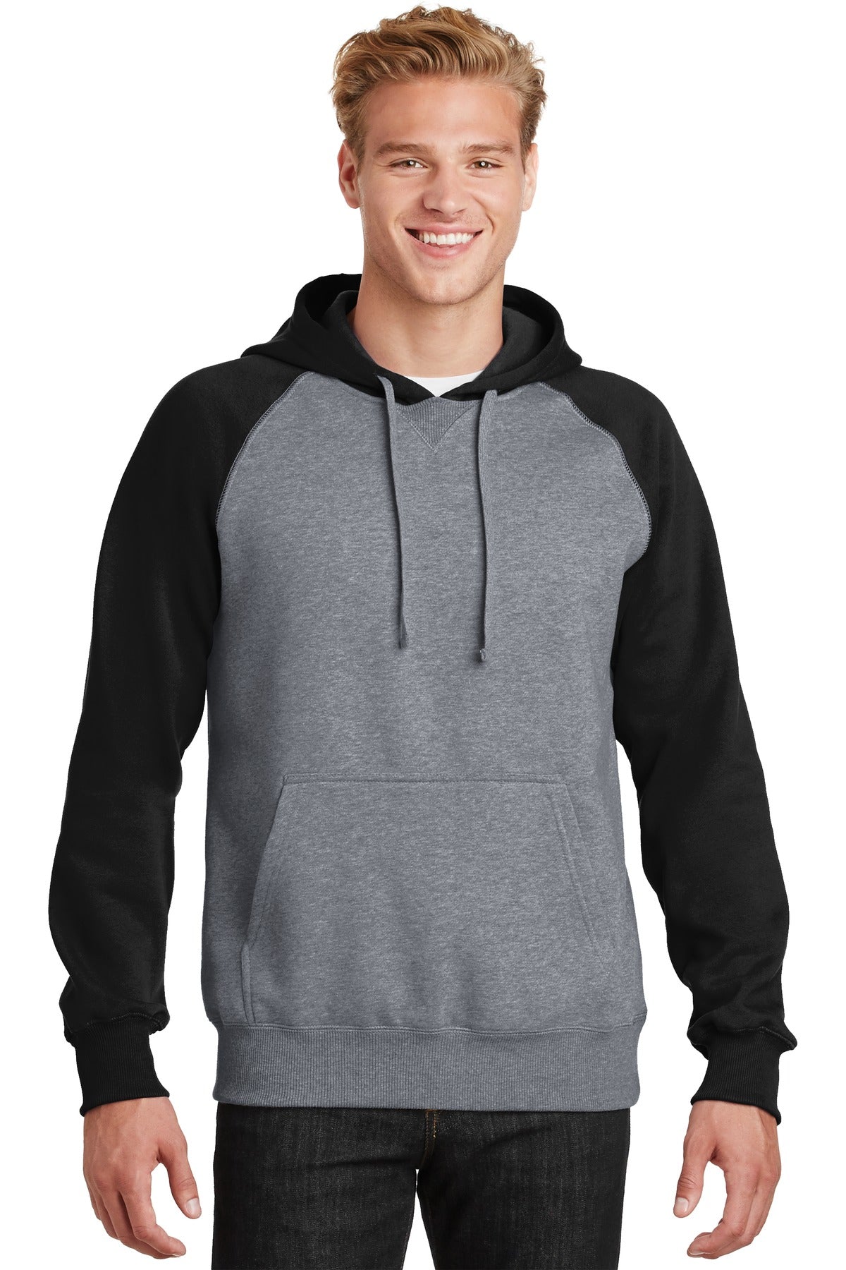 Sport-Tek Men's Raglan Colorblock Pullover Hooded Sweatshirt Mens Apparel Sweatshirts & Fleece