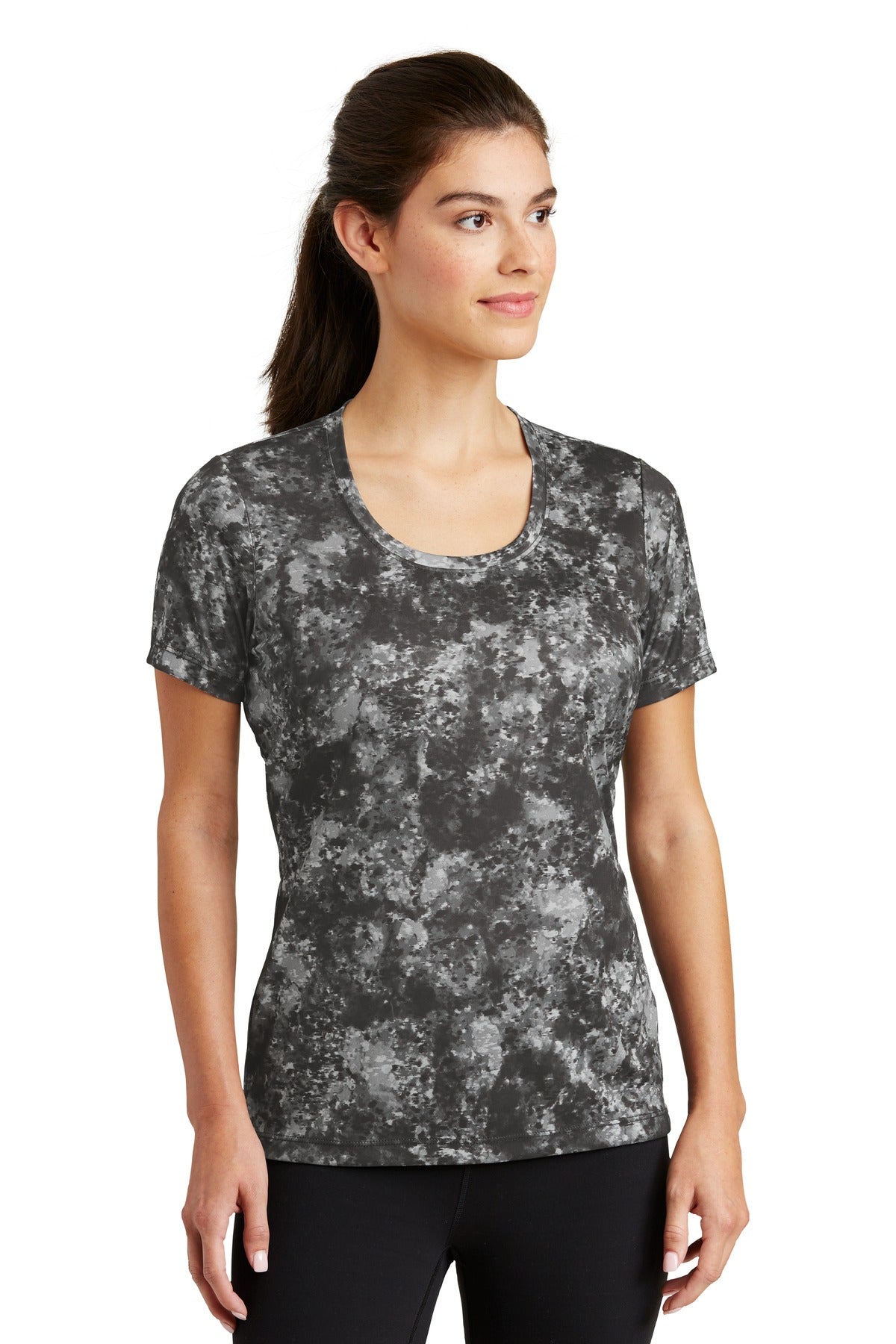 Sport-Tek Ladies Mineral Freeze Scoop Neck Tee. LST330 Womens Apparel Shirts & Tops