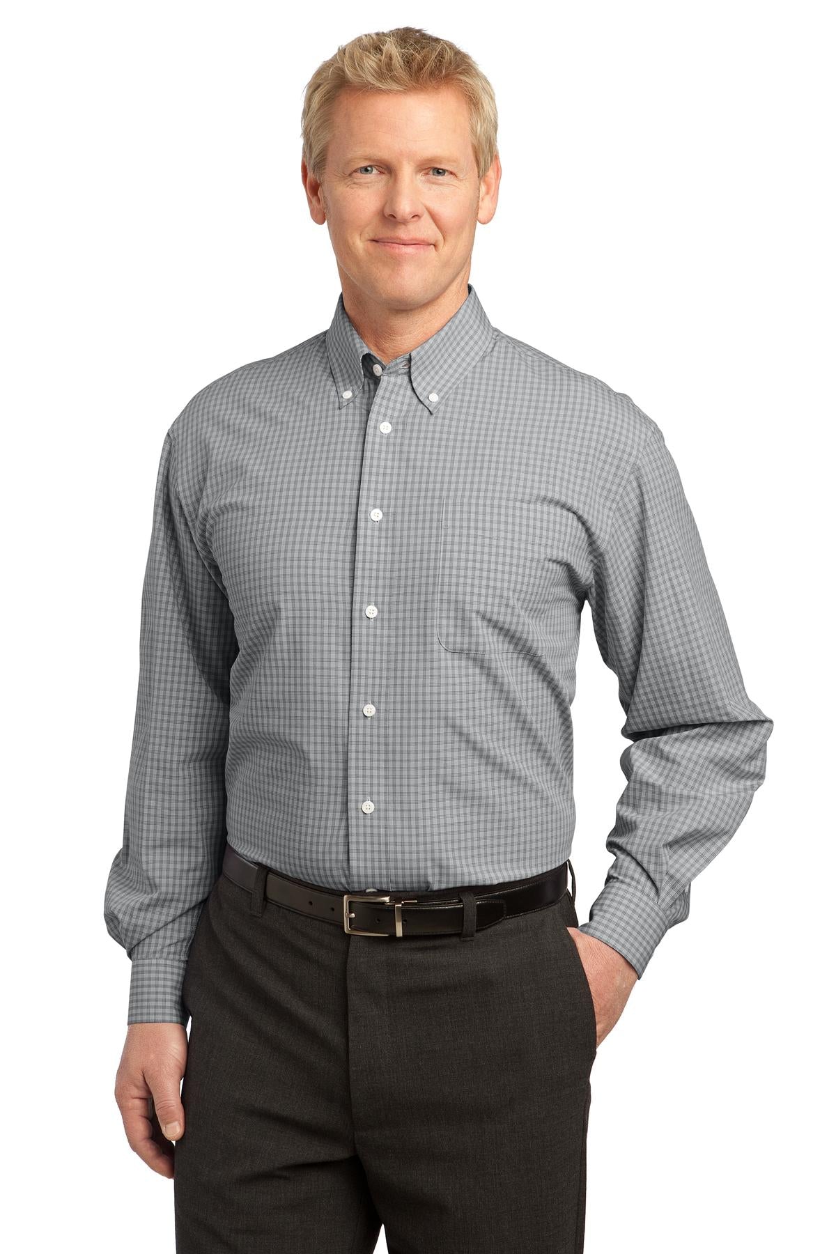 Port Authority Men's Plaid Pattern Easy Care Shirt. S639 Mens Apparel Shirts & Tops