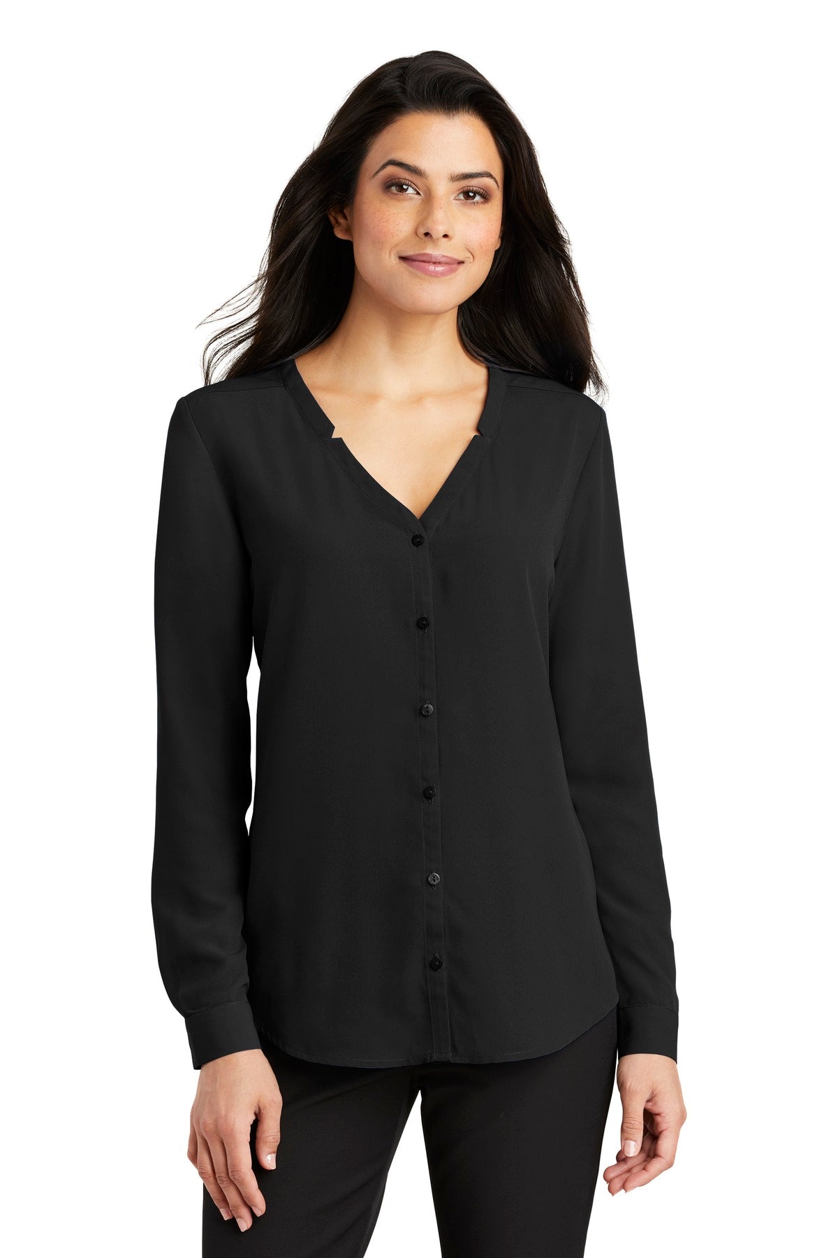 Port Authority Women's Long Sleeve Button-Front Blouse. LW700 Womens Apparel Shirts & Tops