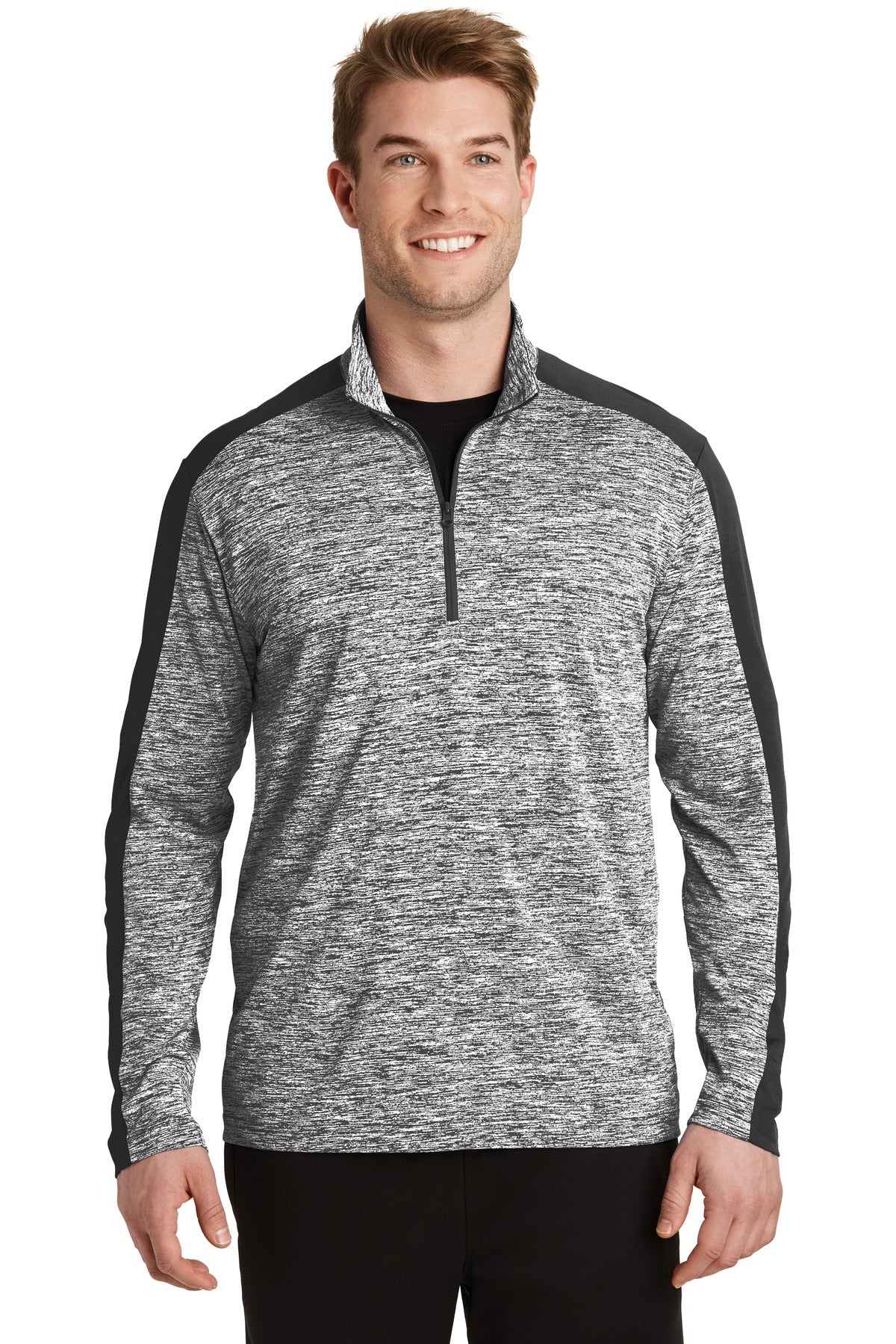 Sport-Tek Men's PosiCharge Electric Heather Colorblock 1/4-Zip Pullover Mens Apparel Sweatshirts & Fleece
