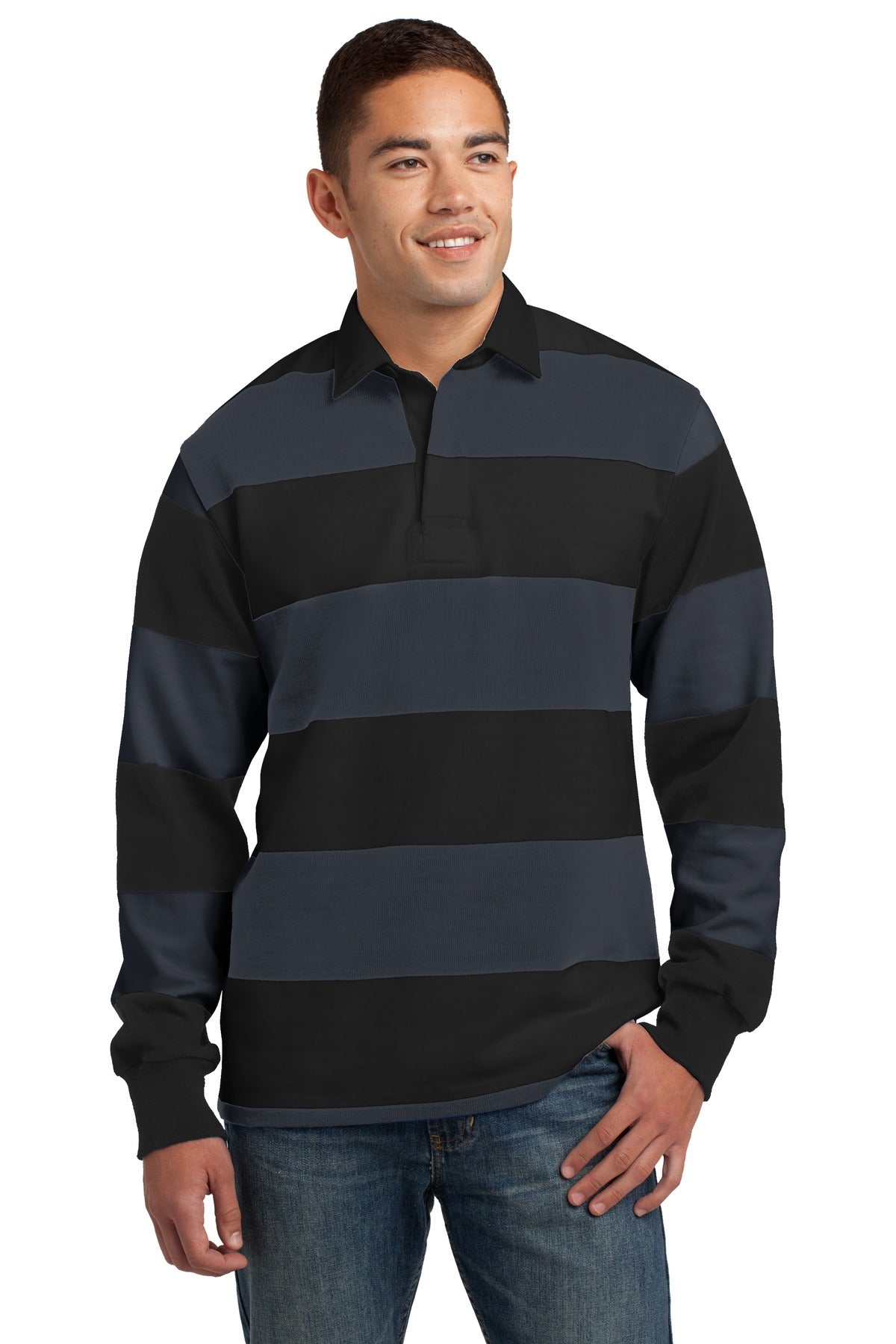 Sport-Tek Men's Classic Long Sleeve Rugby Polo Mens Apparel Shirts & Tops