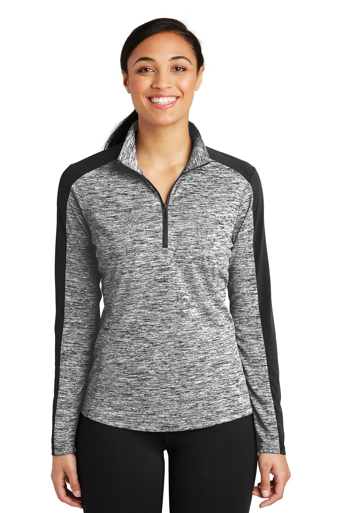 Sport-Tek Women's PosiCharge Electric Heather Colorblock 1/4-Zip Pullover LST397 Womens Apparel Sweatshirts & Fleece