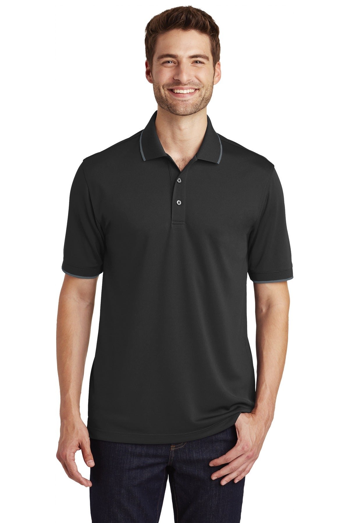 Port Authority Men's Dry Zone UV Micro-Mesh Tipped Polo. K111 Mens Apparel Shirts & Tops