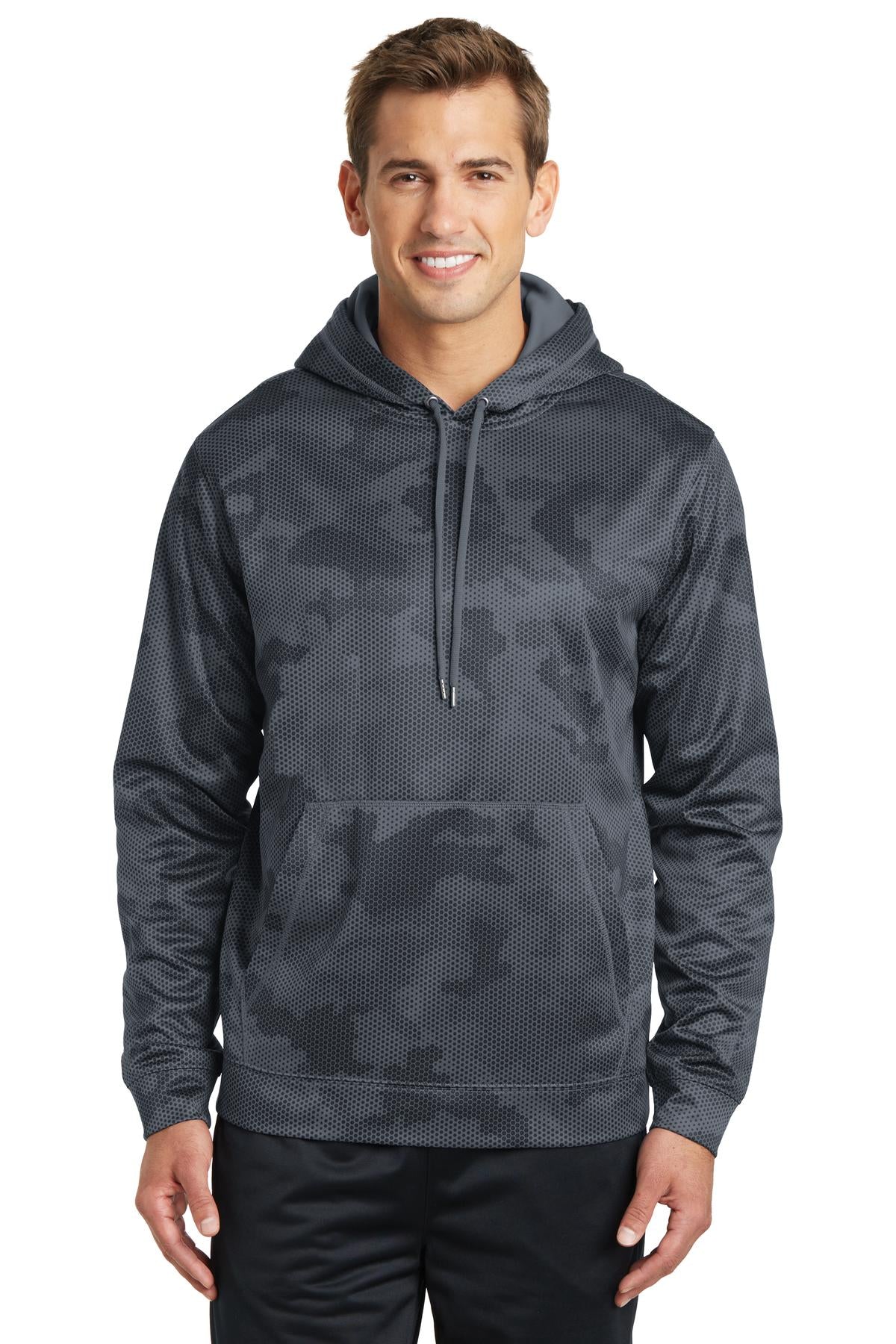 Sport-Tek Men's Sport-Wick CamoHex Fleece Hooded Pullover Mens Apparel Sweatshirts & Fleece