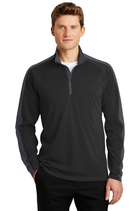 Sport-Tek Men's Sport-Wick Textured Colorblock 1/4-Zip Pullover Mens Apparel Sweatshirts & Fleece