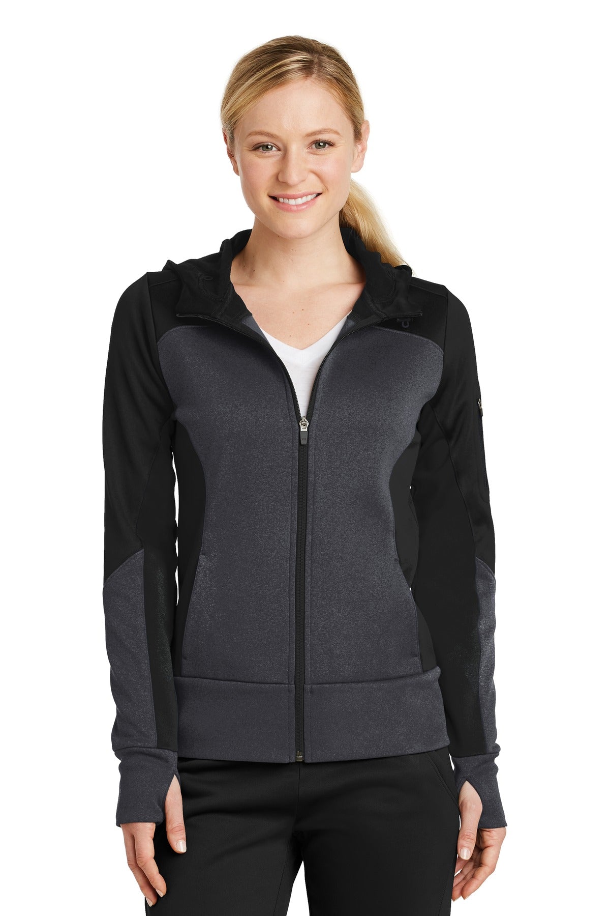 Sport-Tek Women's Tech Fleece Colorblock Full-Zip Hooded Jacket. LST245 Womens Apparel Jackets & Vests