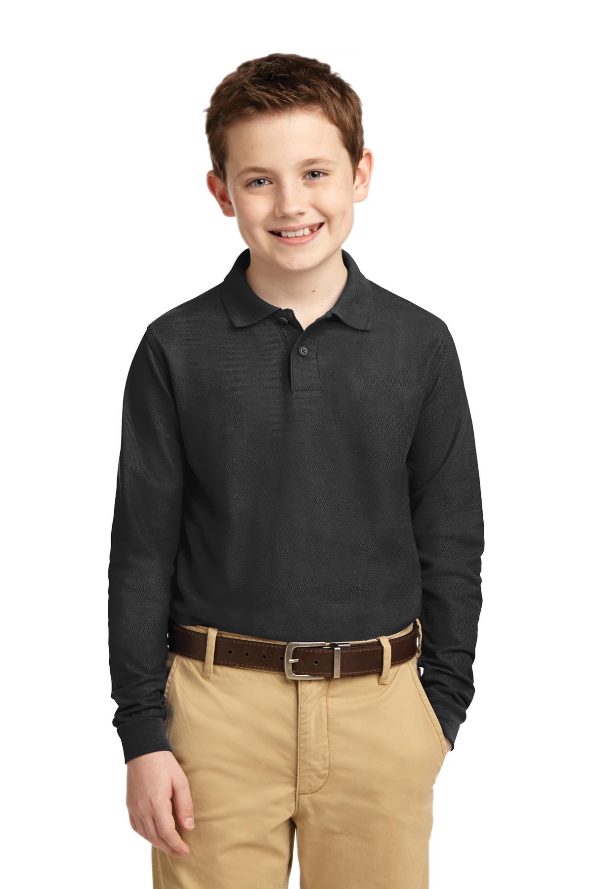 Port Authority Youth Long Sleeve Silk Touch Polo. Y500LS Youth Apparel Shirts & Tops