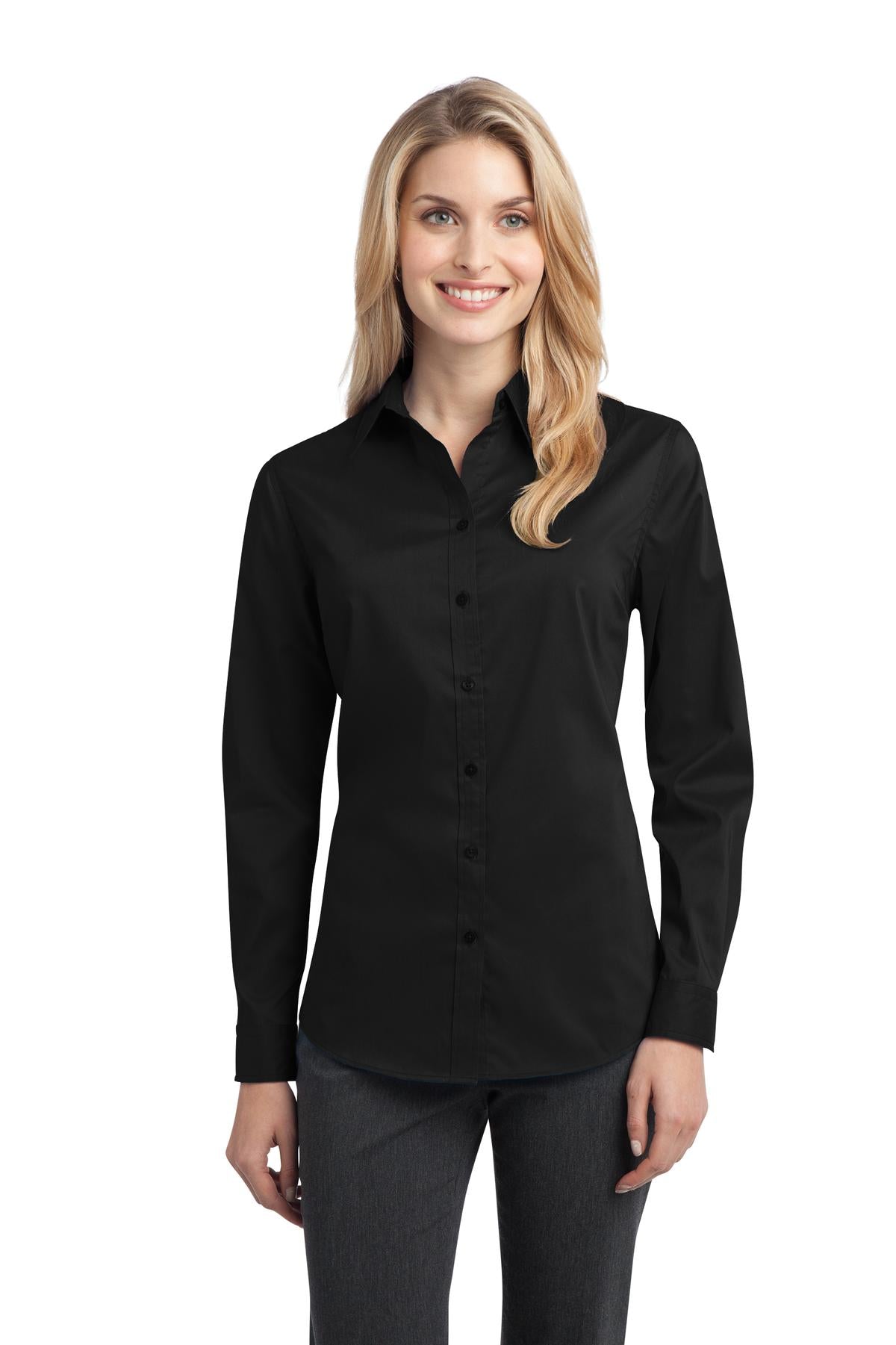 Port Authority Ladies Stretch Poplin Shirt. L646 Womens Apparel Shirts & Tops