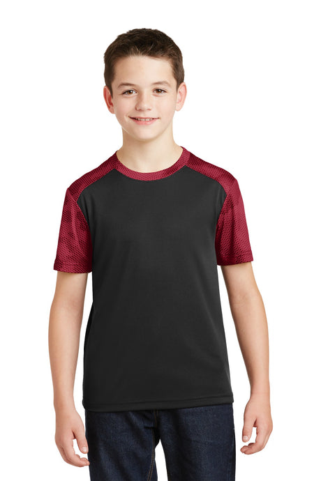 Sport-Tek Youth CamoHex Colorblock Tee YST371 Youth Apparel Shirts & Tops