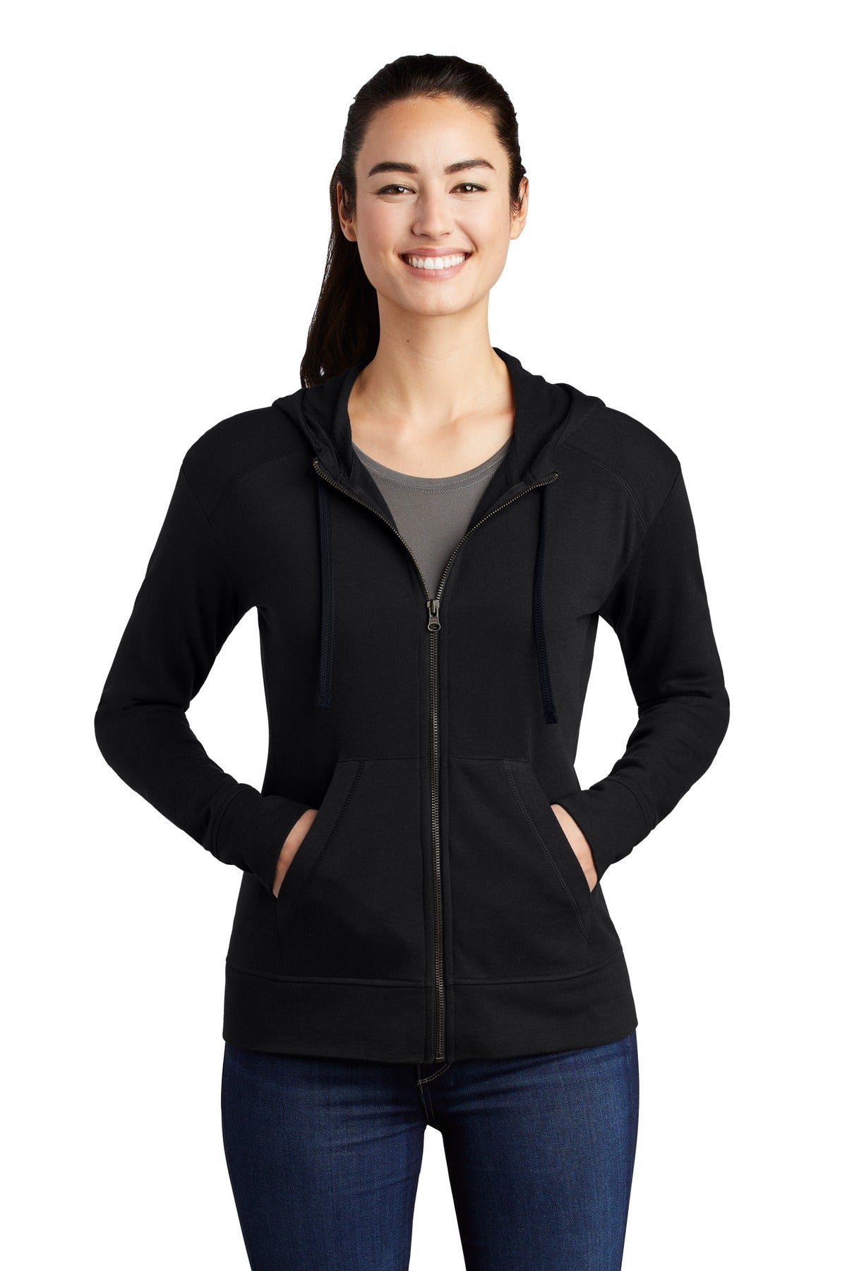 Sport-Tek Women's PosiCharge Tri-Blend Wicking Fleece Full-Zip Hooded Jacket. LST293 Womens Apparel Jackets & Vests