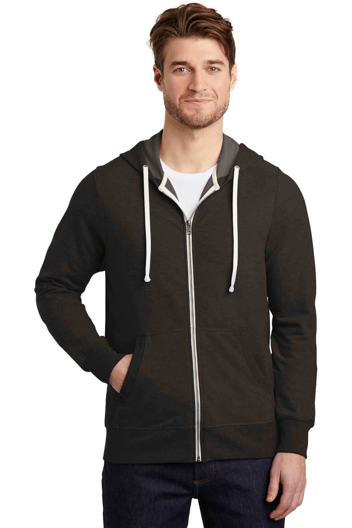 District Perfect Tri French Terry Full-Zip Hoodie. DT356 Mens Apparel Sweatshirts & Fleece
