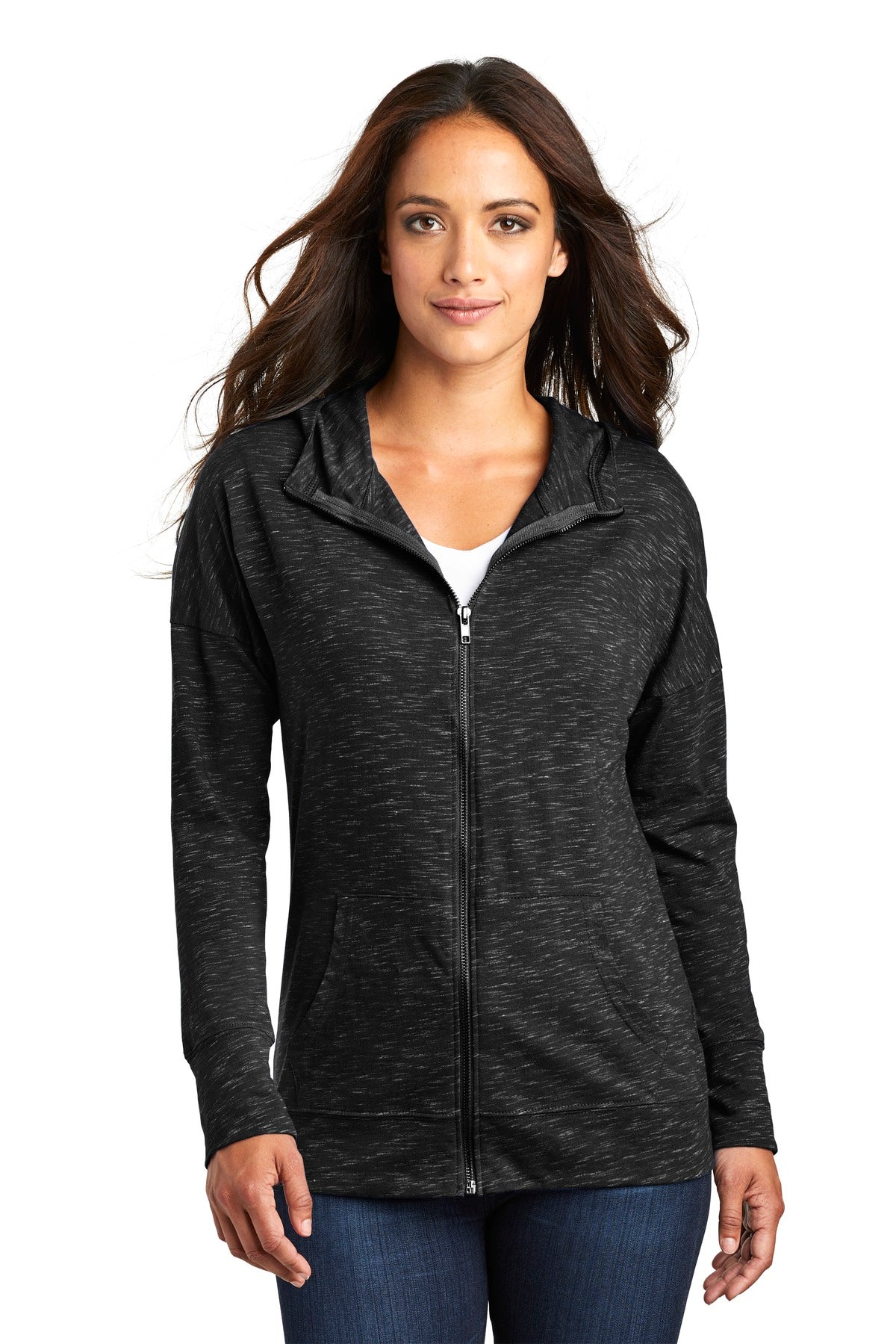 District Women's Medal Full-Zip Hoodie. DT665 Womens Apparel Sweatshirts & Fleece