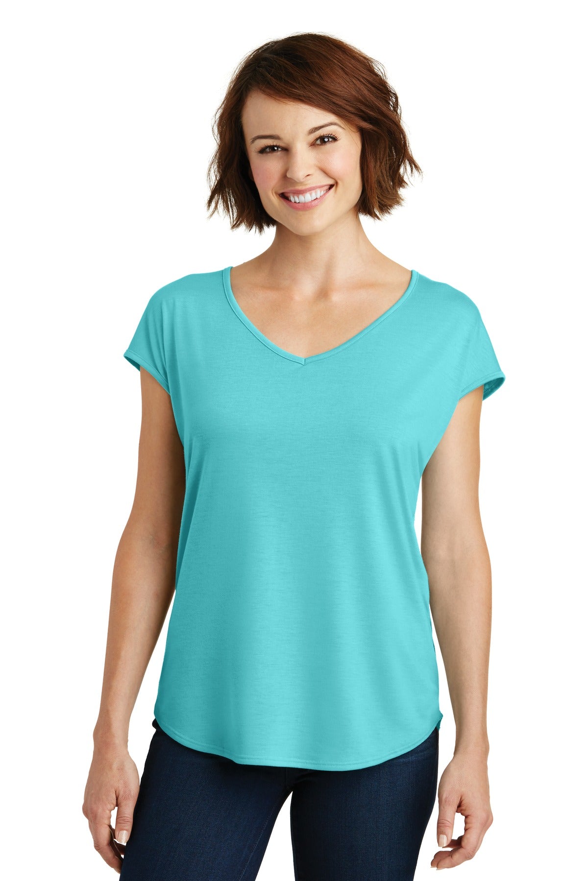 District Women's Drapey Cross-Back Tee. DM416 Womens Apparel Shirts & Tops