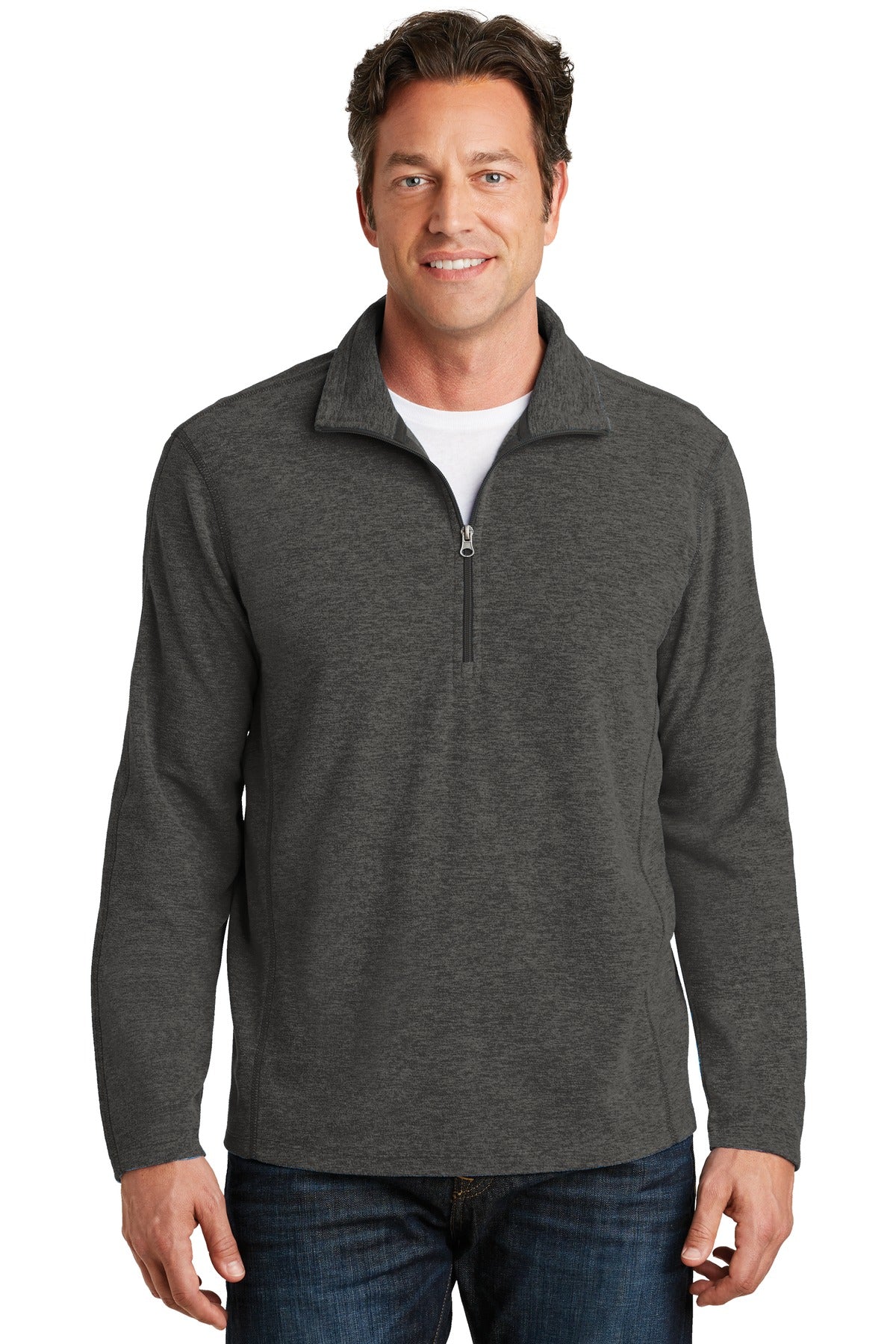 Port Authority Men's Heather Microfleece 1/2-Zip Pullover. F234 Mens Apparel Shirts & Tops