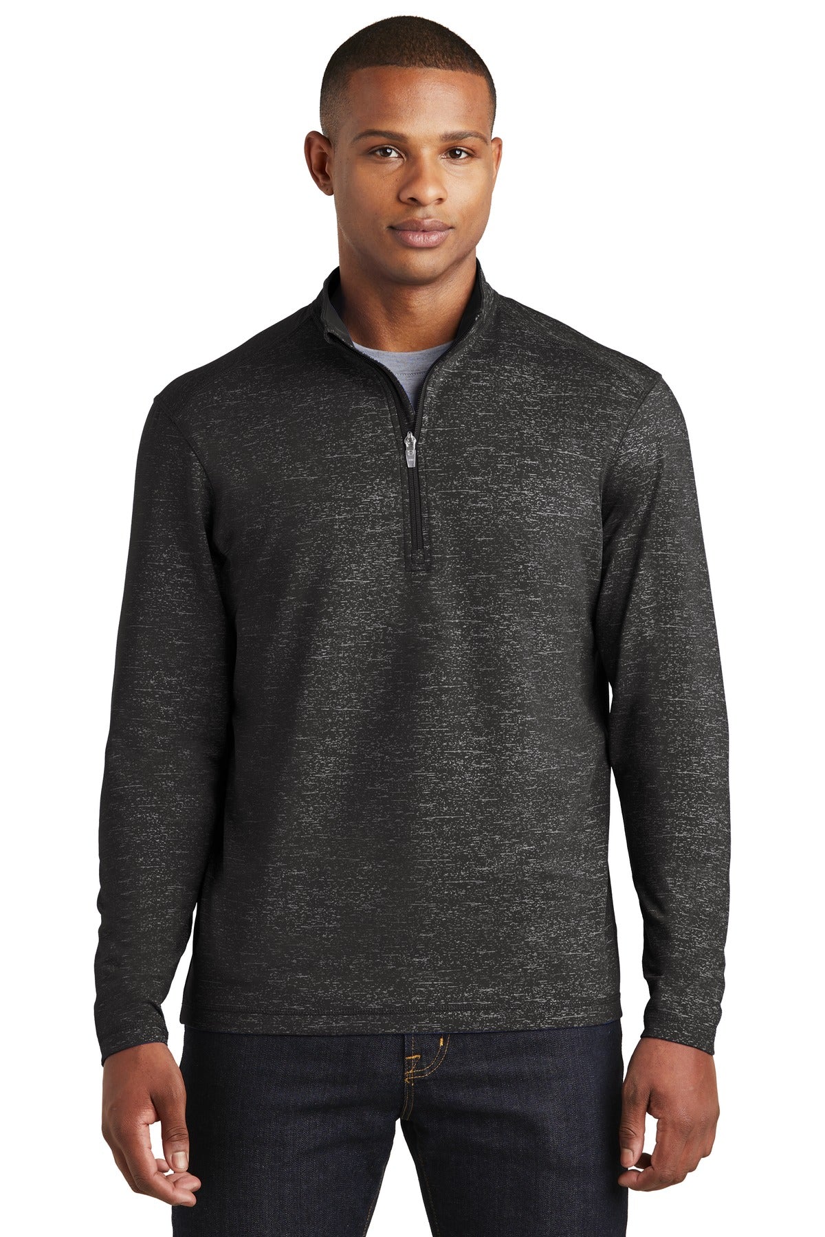 Sport-Tek Men's Sport-Wick Stretch Reflective Heather 1/2-Zip Pullover Mens Apparel Sweatshirts & Fleece