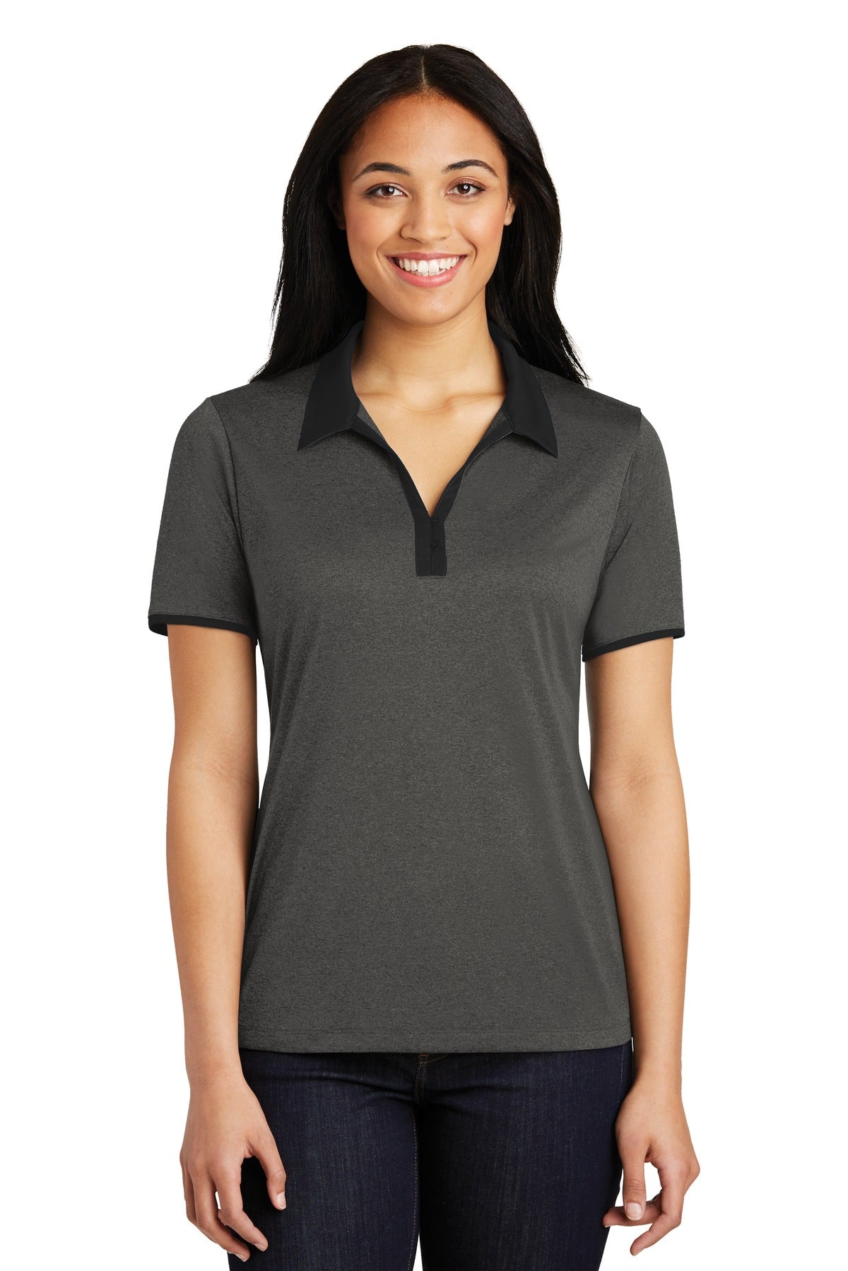 Sport-Tek Women's Heather Contender Contrast Polo LST667 Womens Apparel Shirts & Tops